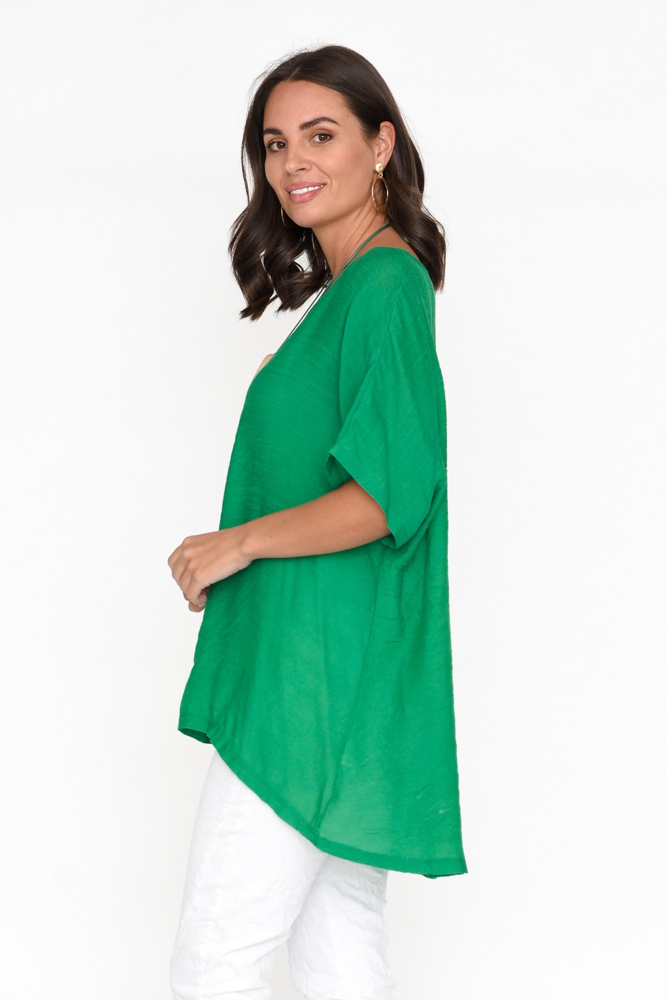 Elvira Green Drape Top