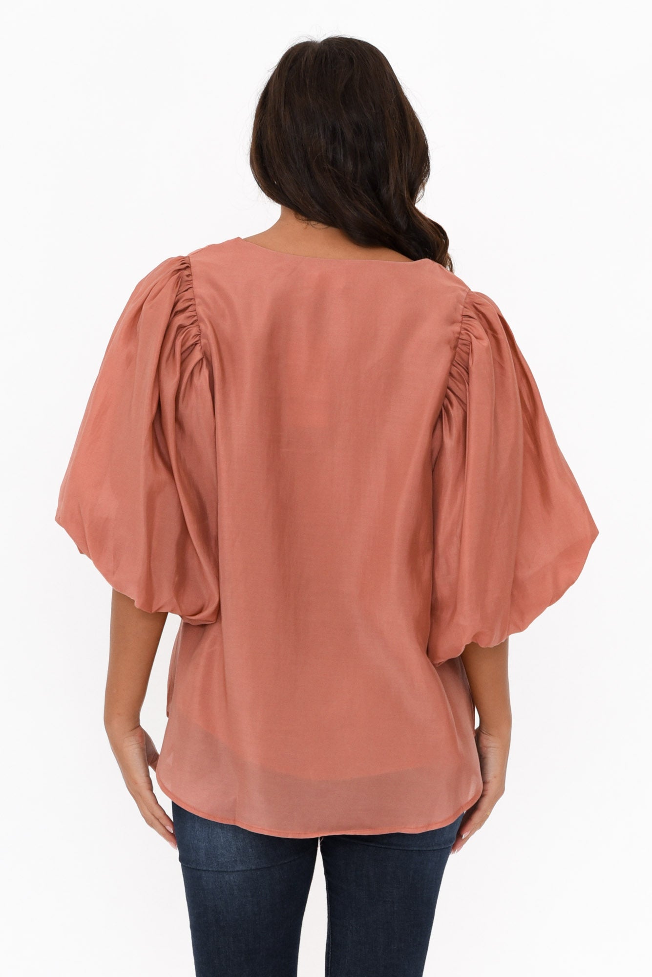 Gallagher Rust Cotton Puff Sleeve Top