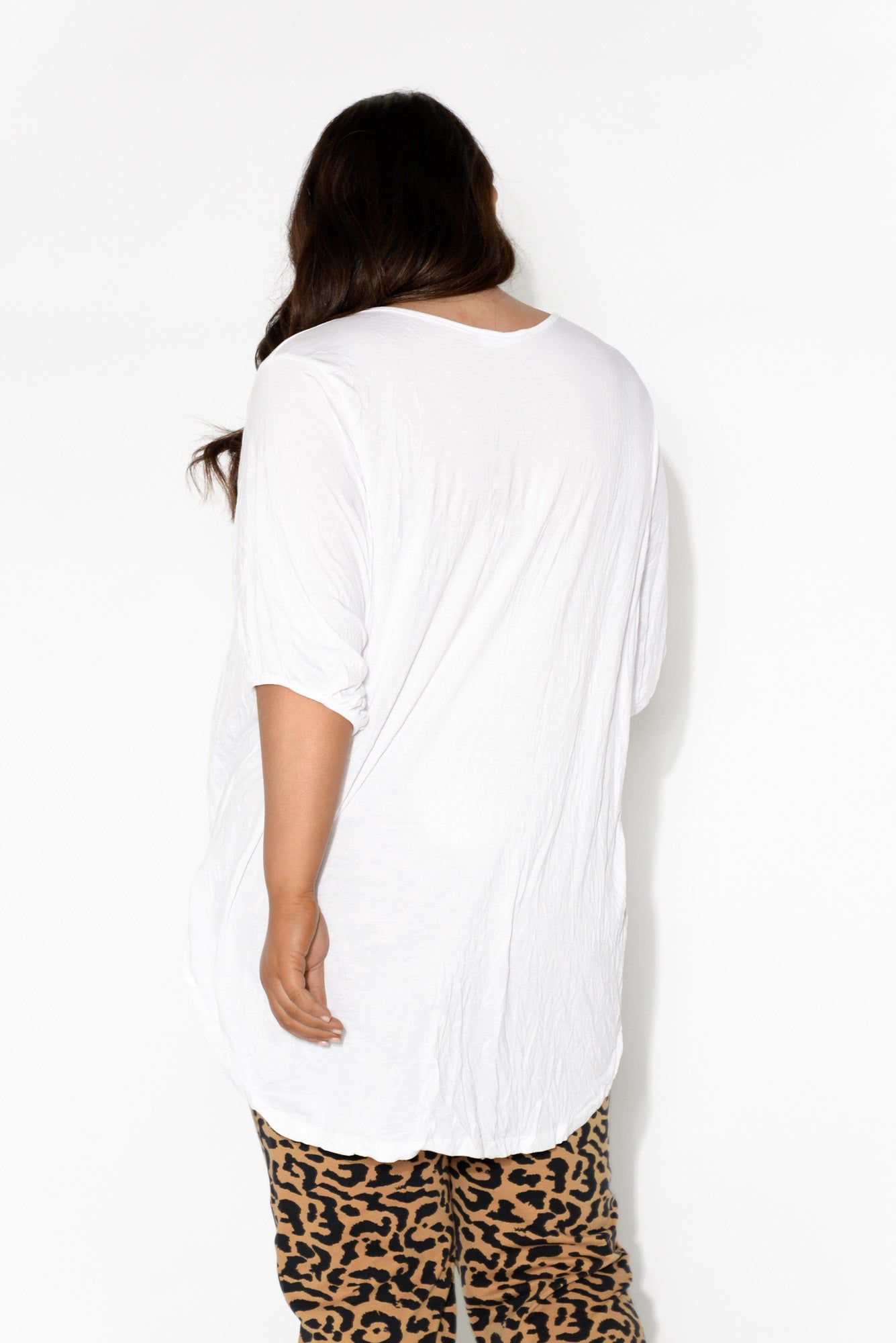 Agnes White Crinkle Cotton Hi Lo Top