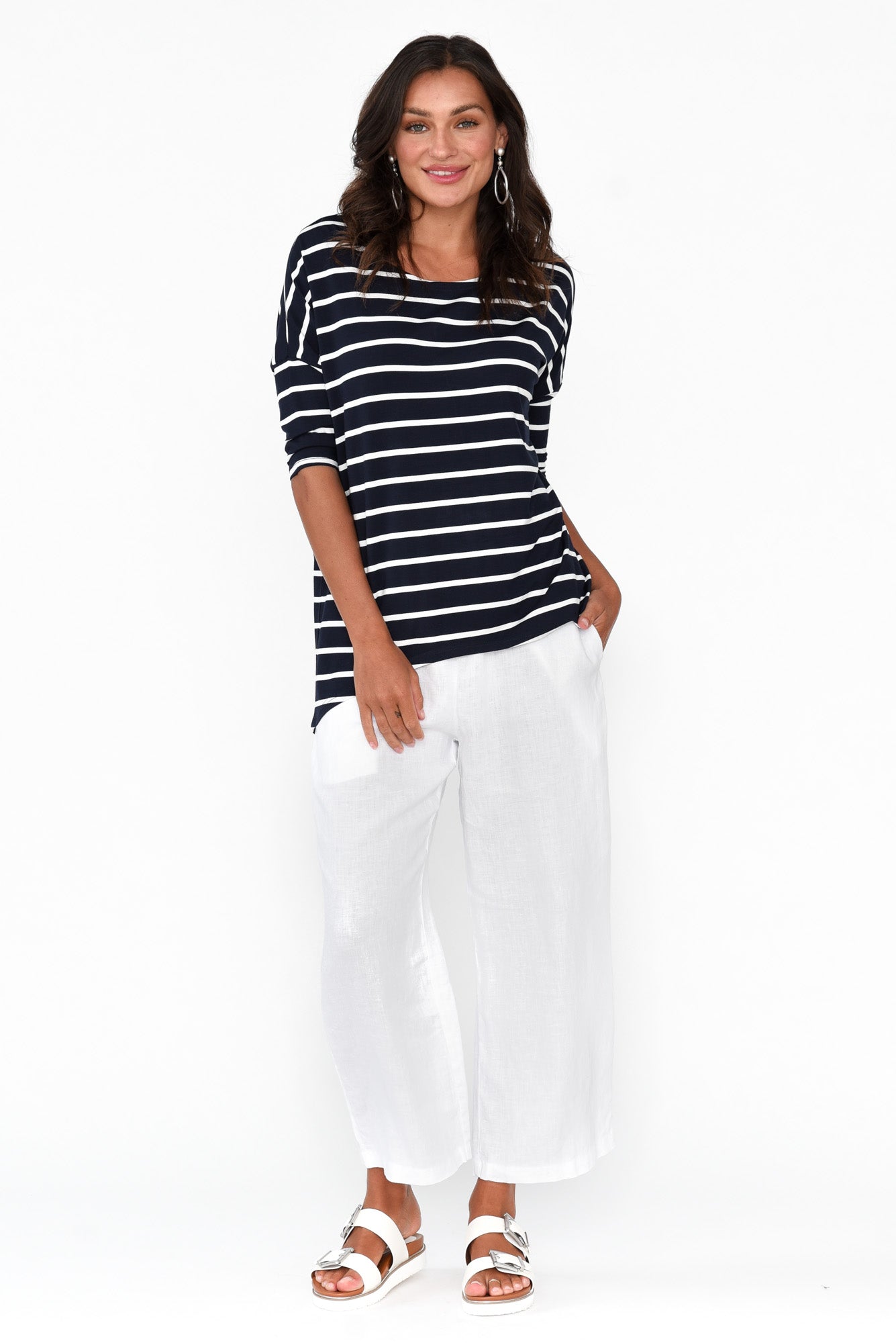 Griffin White Linen Wide Leg Pant
