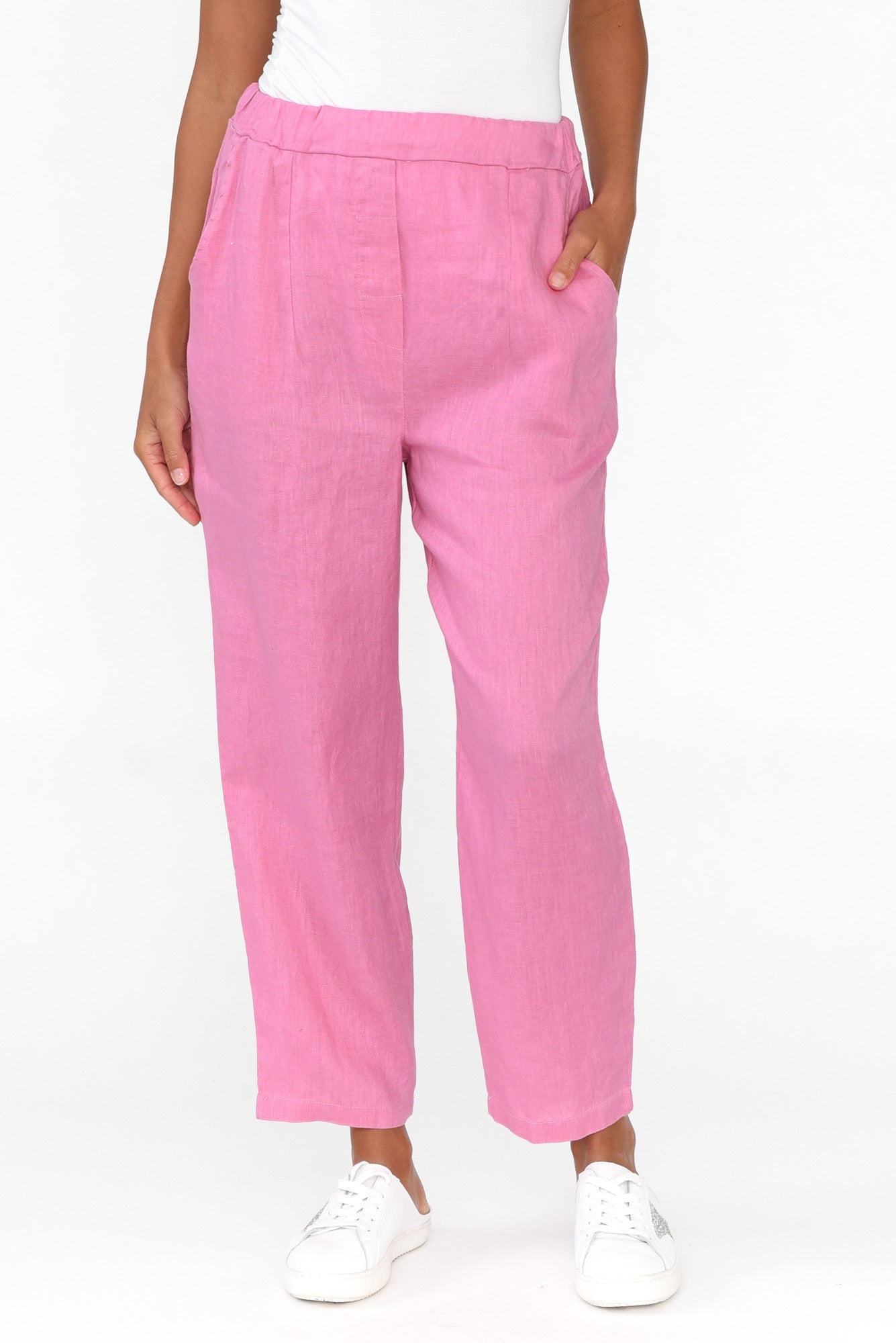 Marylou Pink Linen Pocket Pant