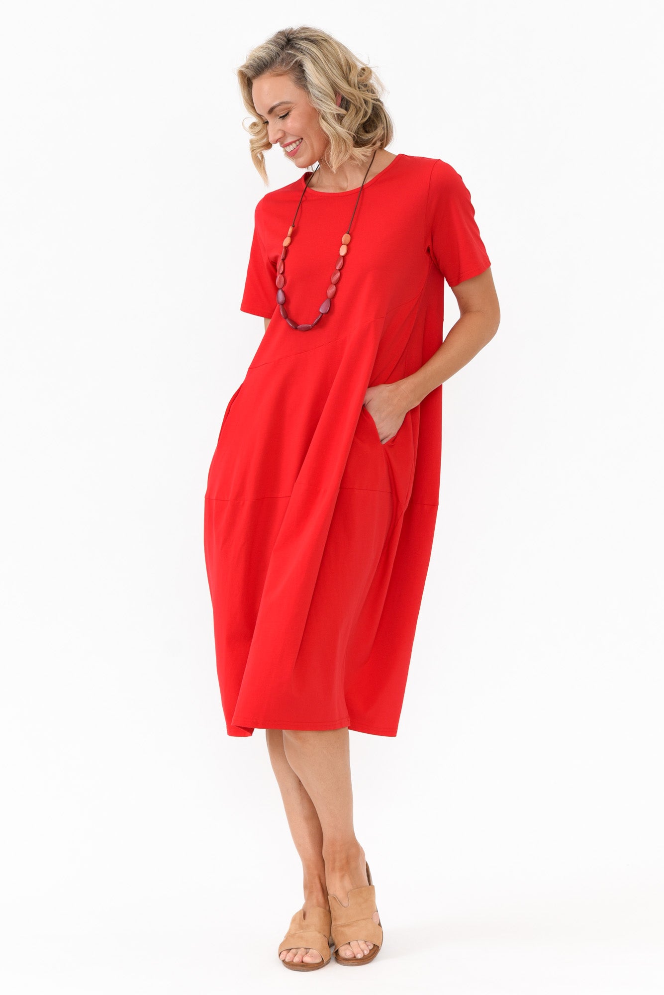 Morgan Red Diagonal Seam Dress