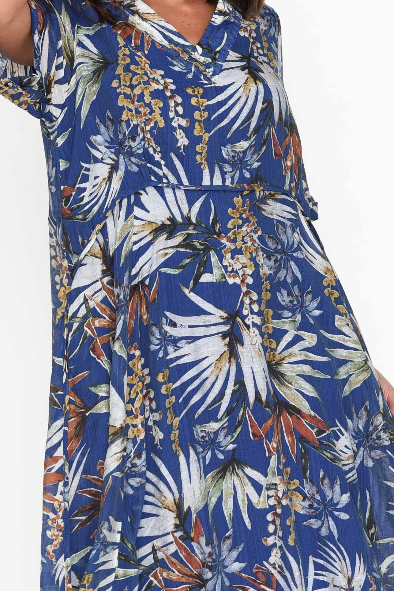 Raiden Blue Tropical Dress