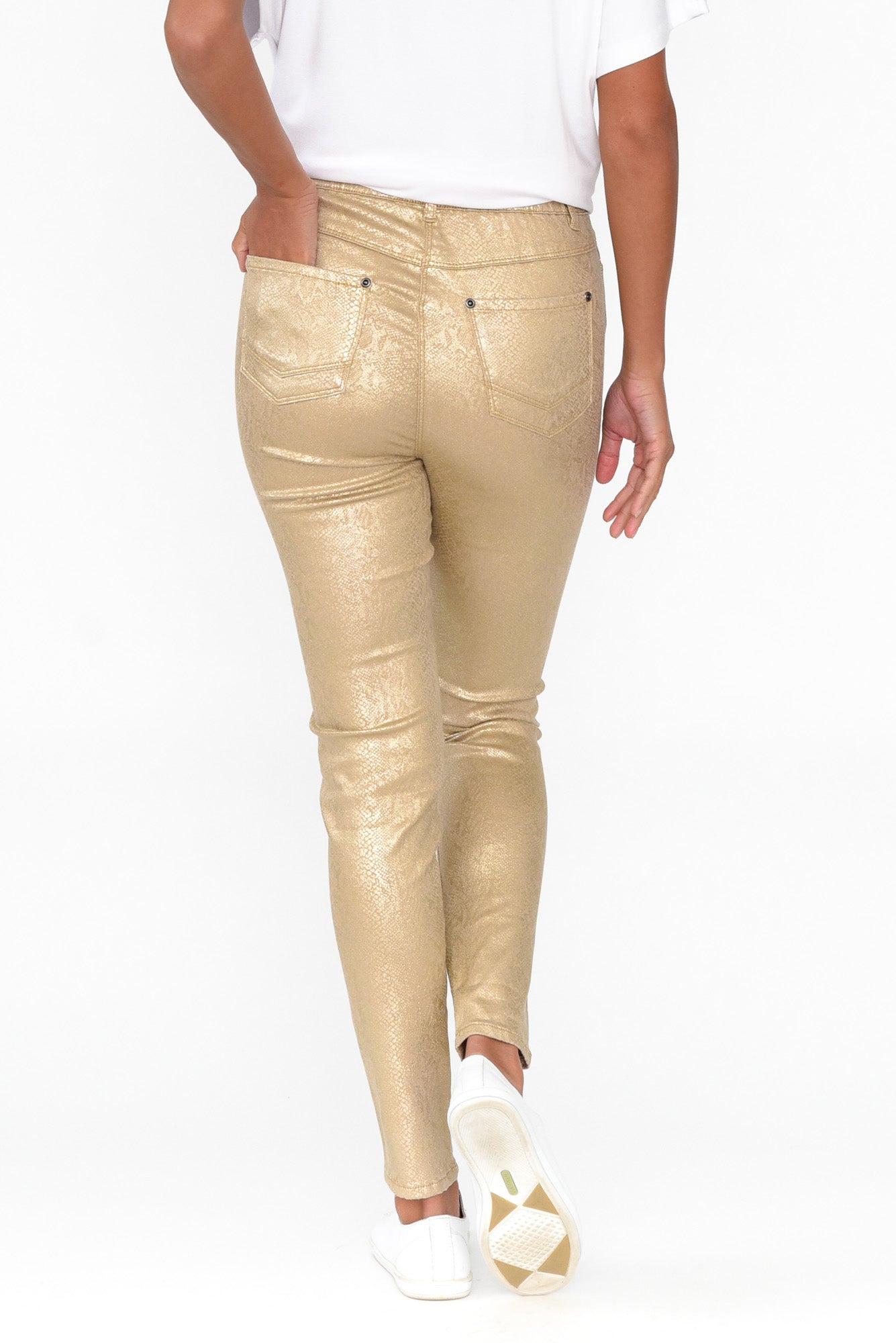 Bonita Gold Animal Foil Stretch Pant