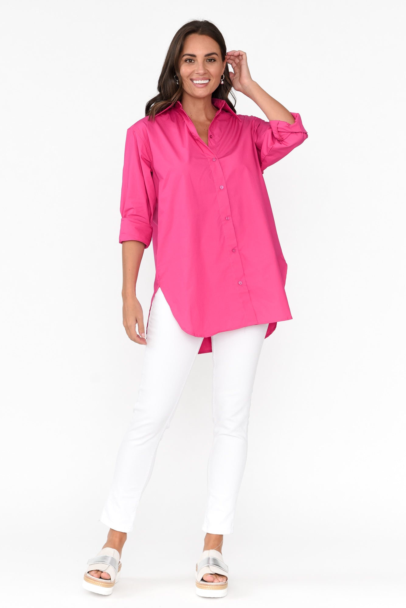 Verdel Hot Pink Cotton Shirt