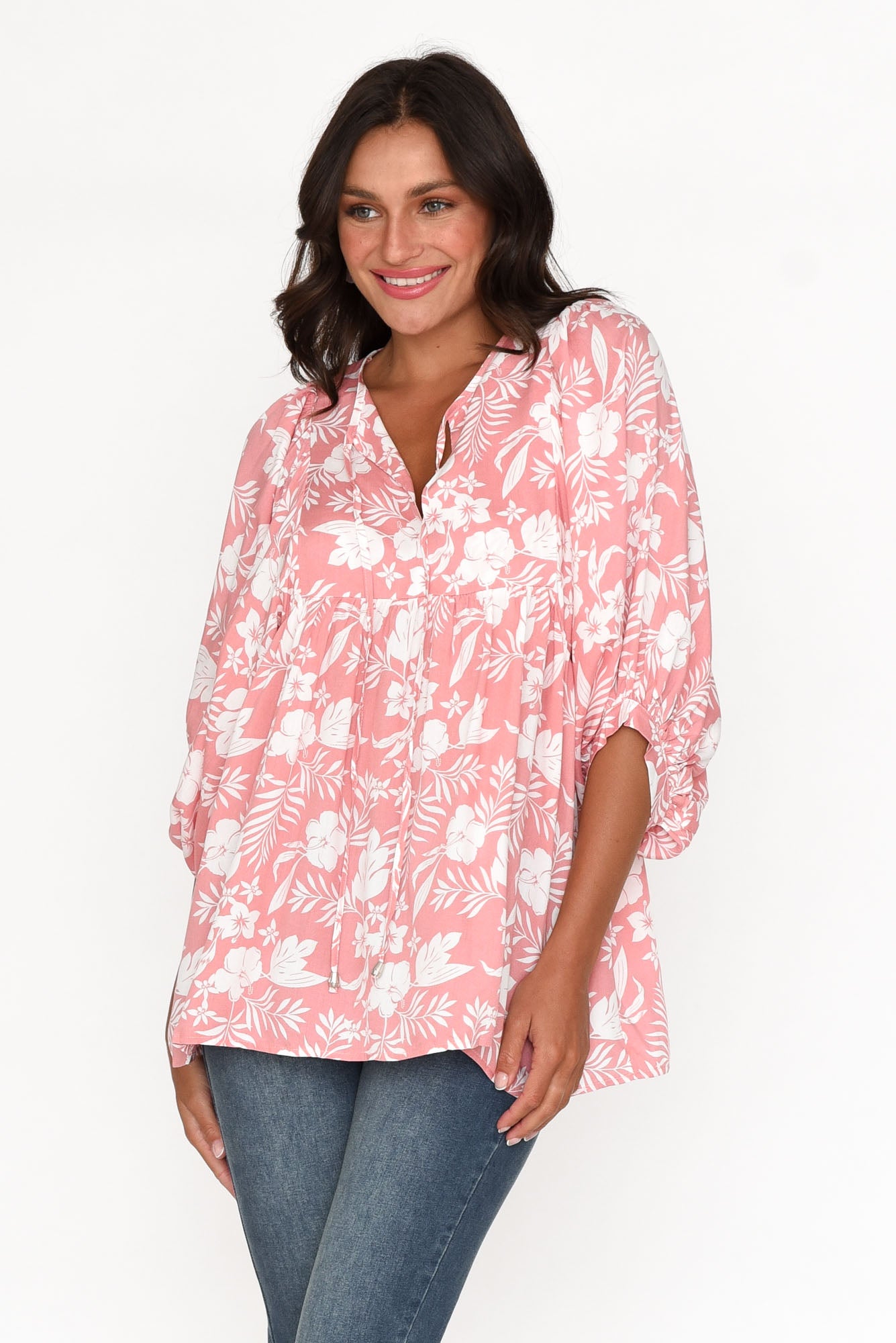 Marylee Pink Garden Gathered Top
