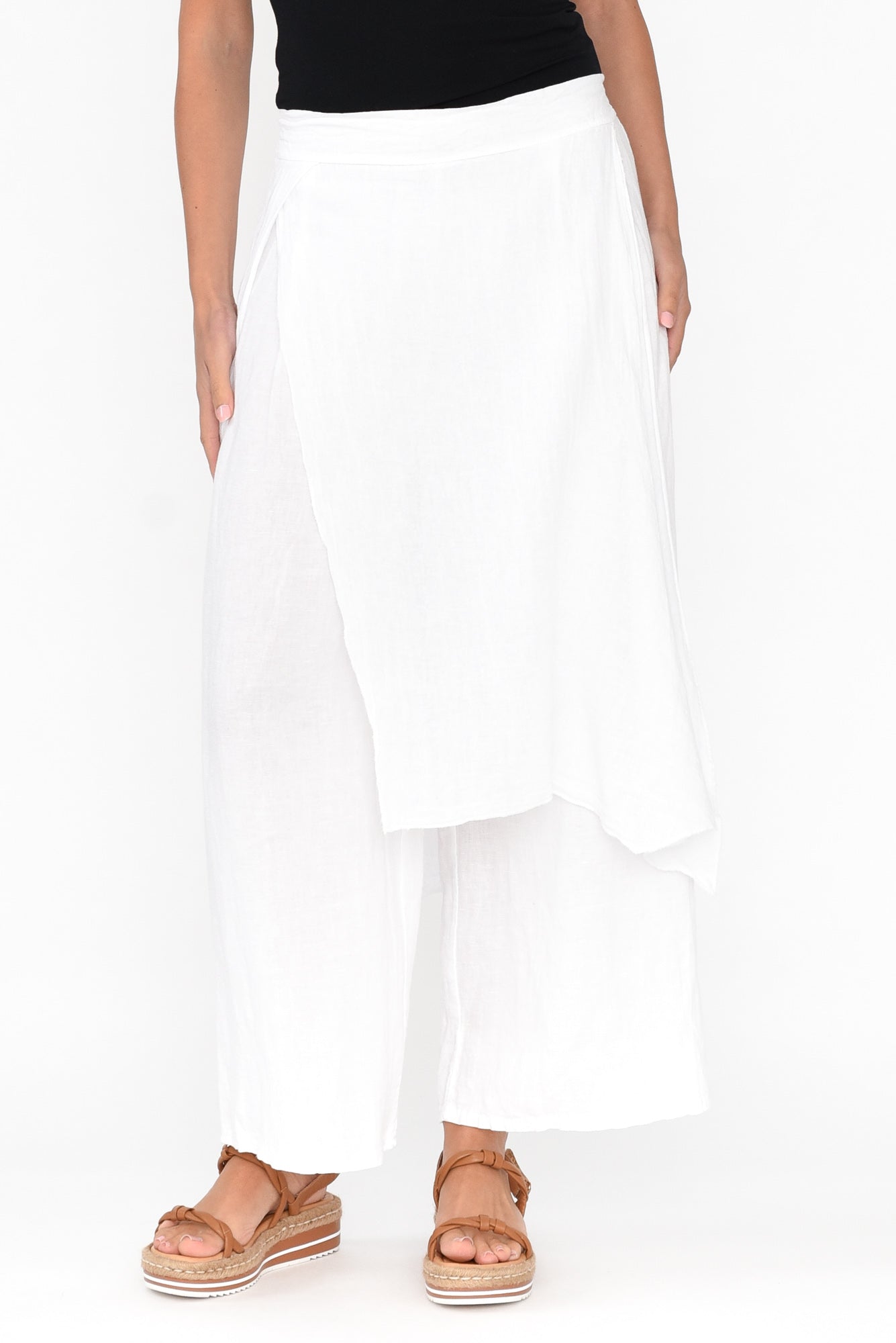 Lucienne White Linen Layer Pant