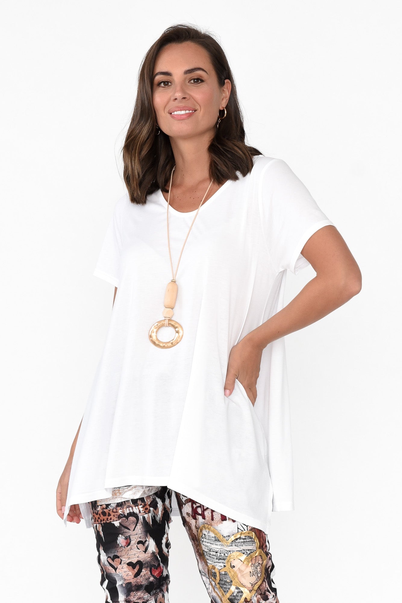 Marcy White Drape Cotton Top