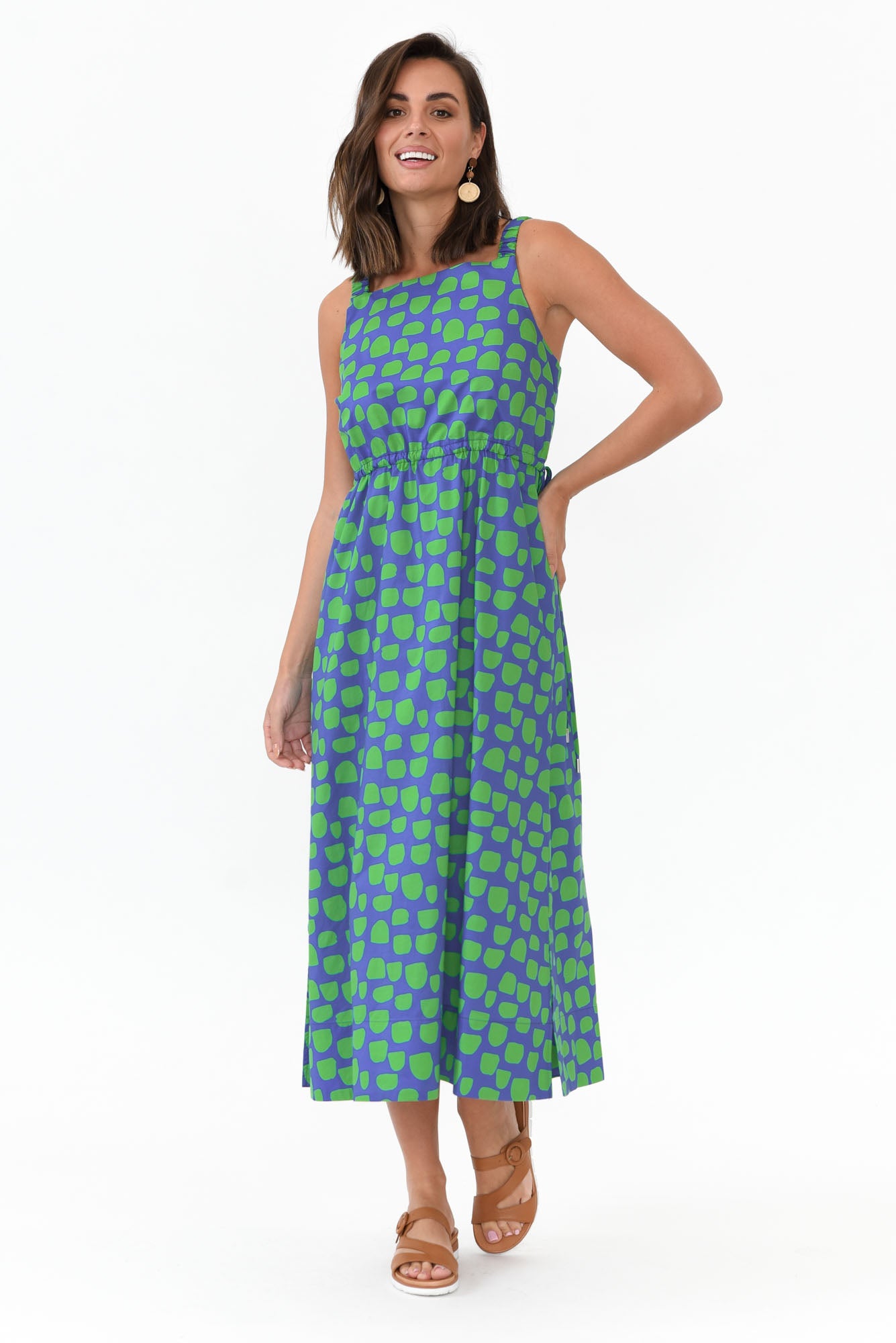 Waldon Green Spot Cotton Dress