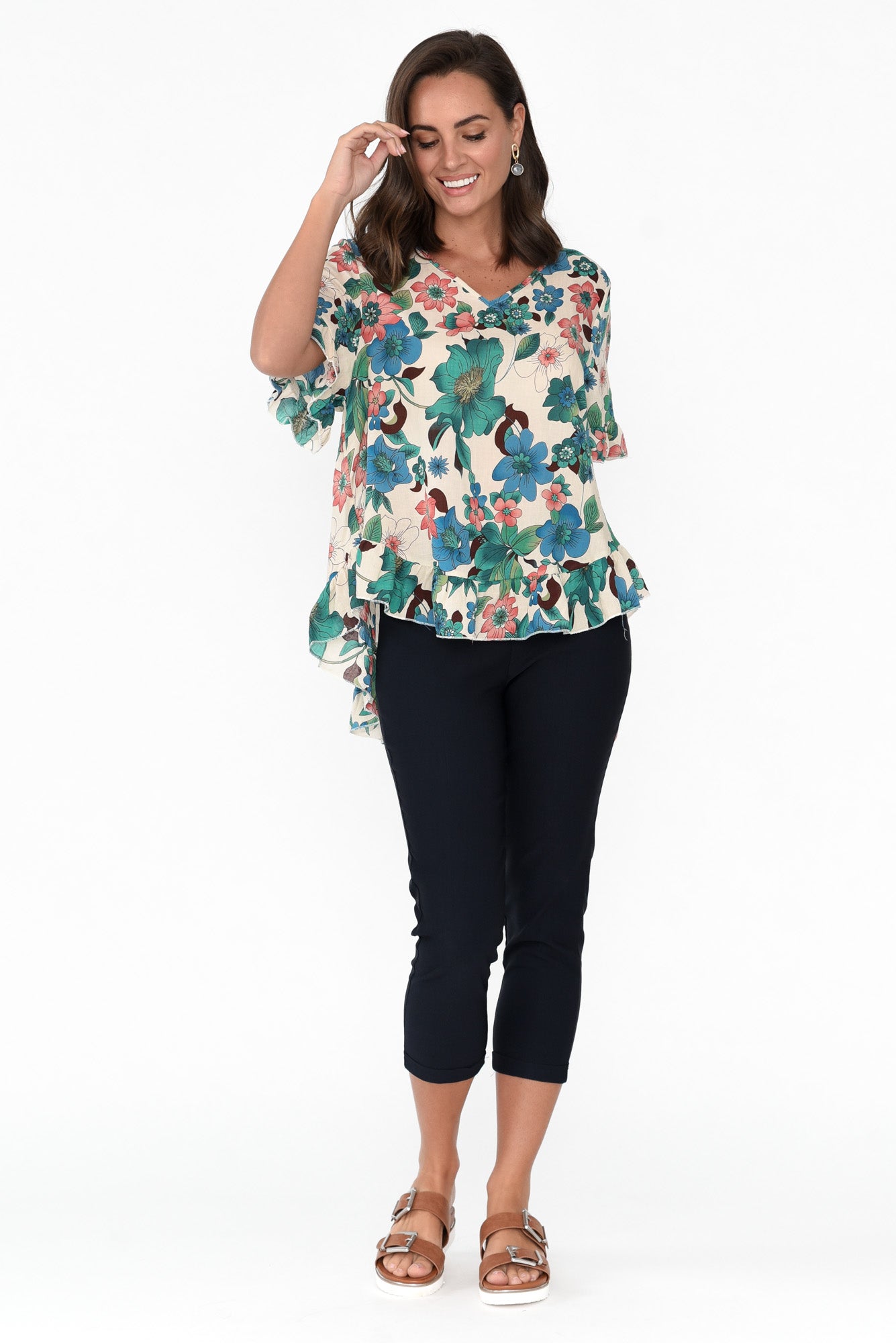 Jenelle Green Floral Frill Top