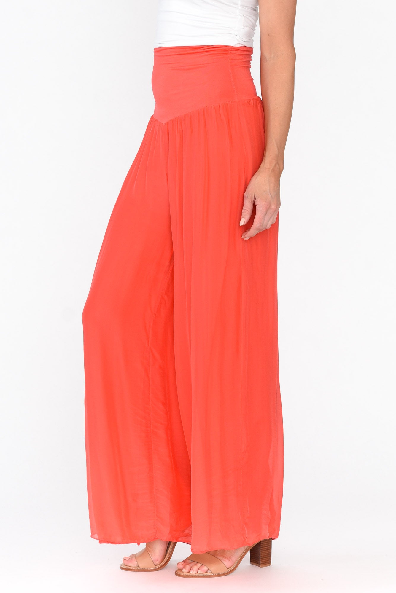 Vernon Coral Silk Wide Leg Pant