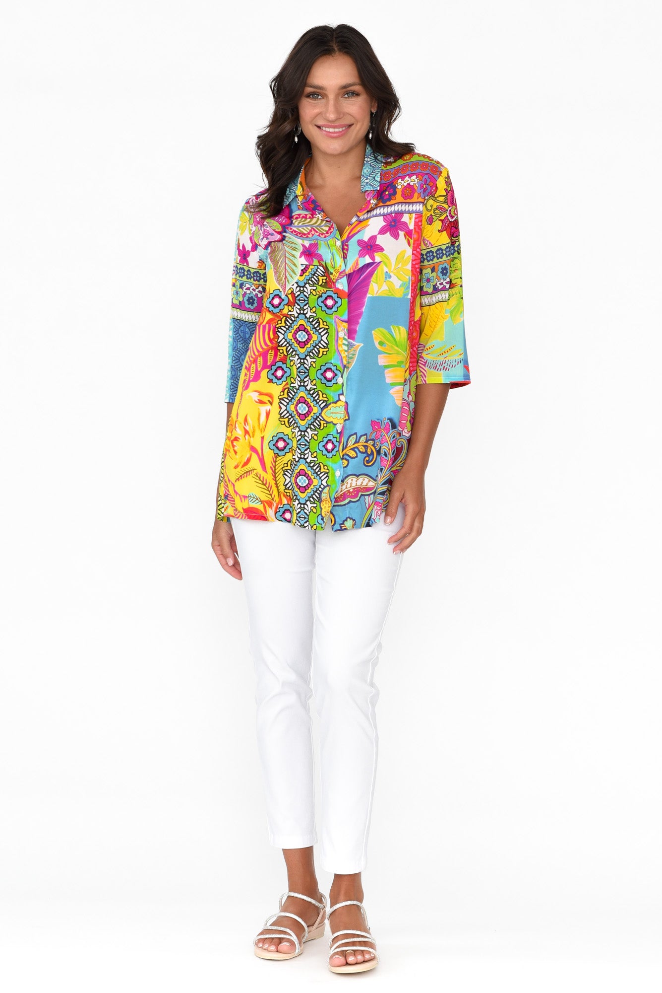Melba Blue Abstract Collared Shirt