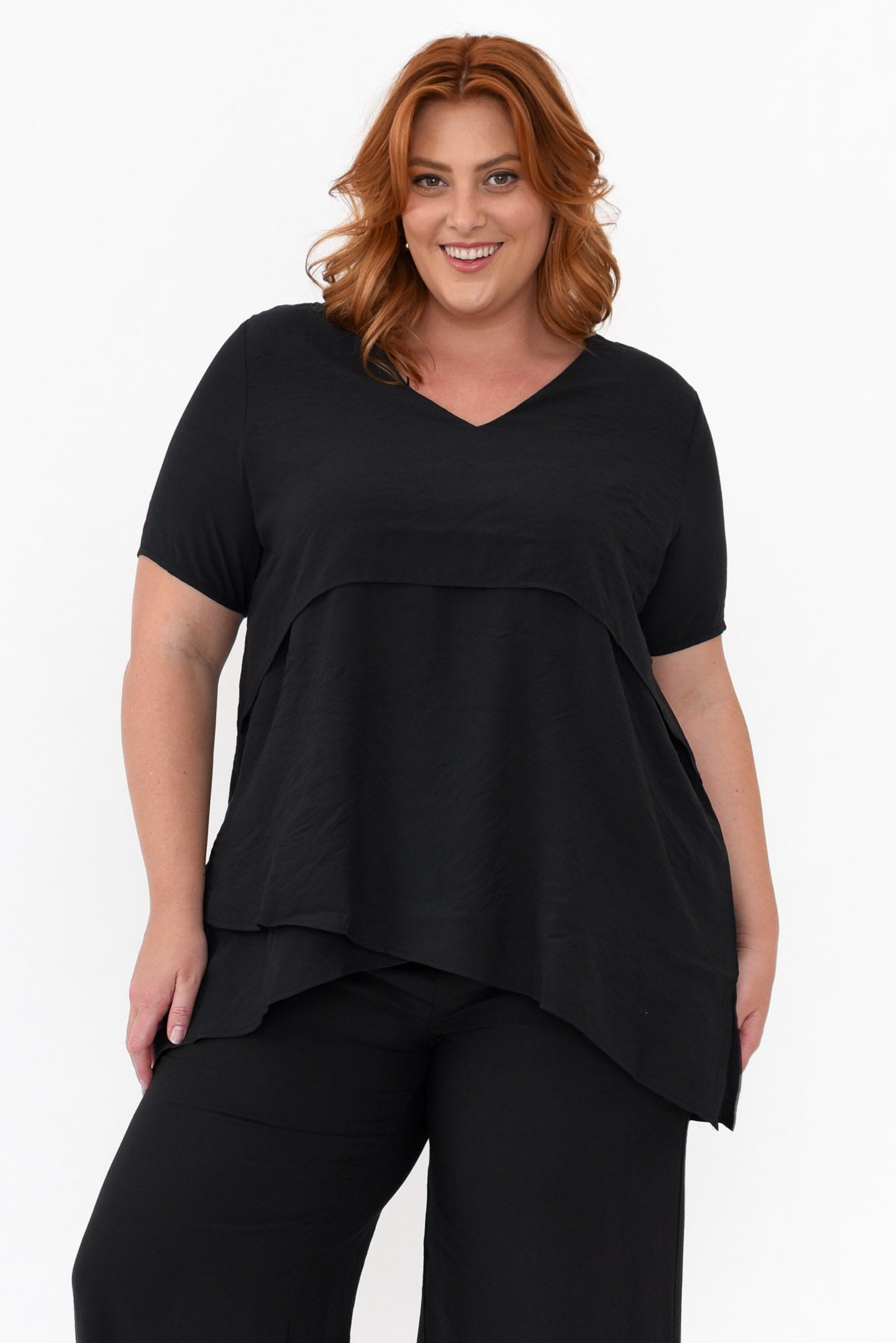Shoshana Black Cotton Layered Top