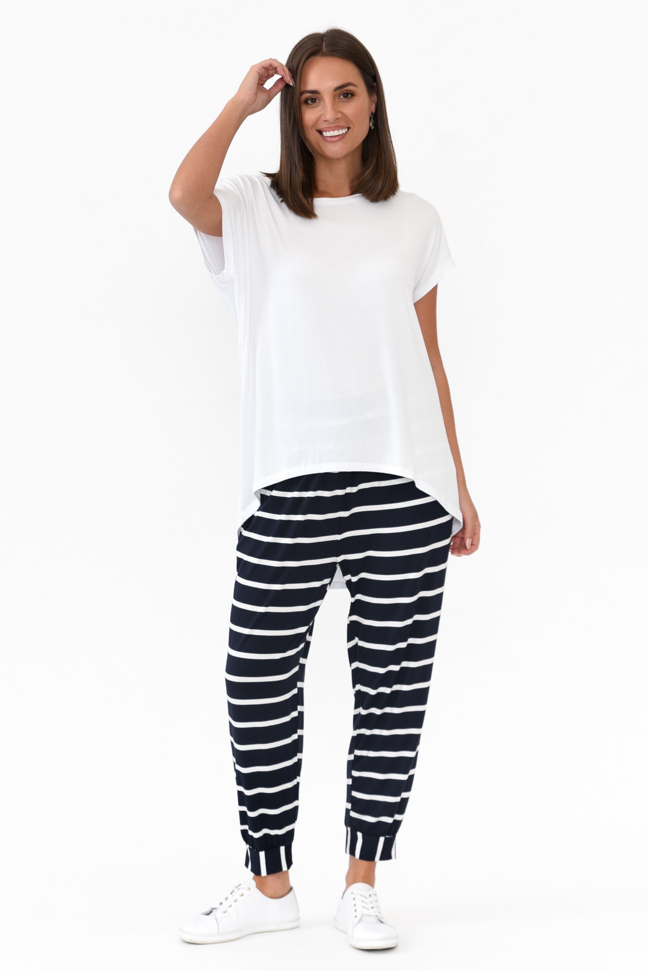 Tonkin Navy Stripe Bamboo 3/4 Pant
