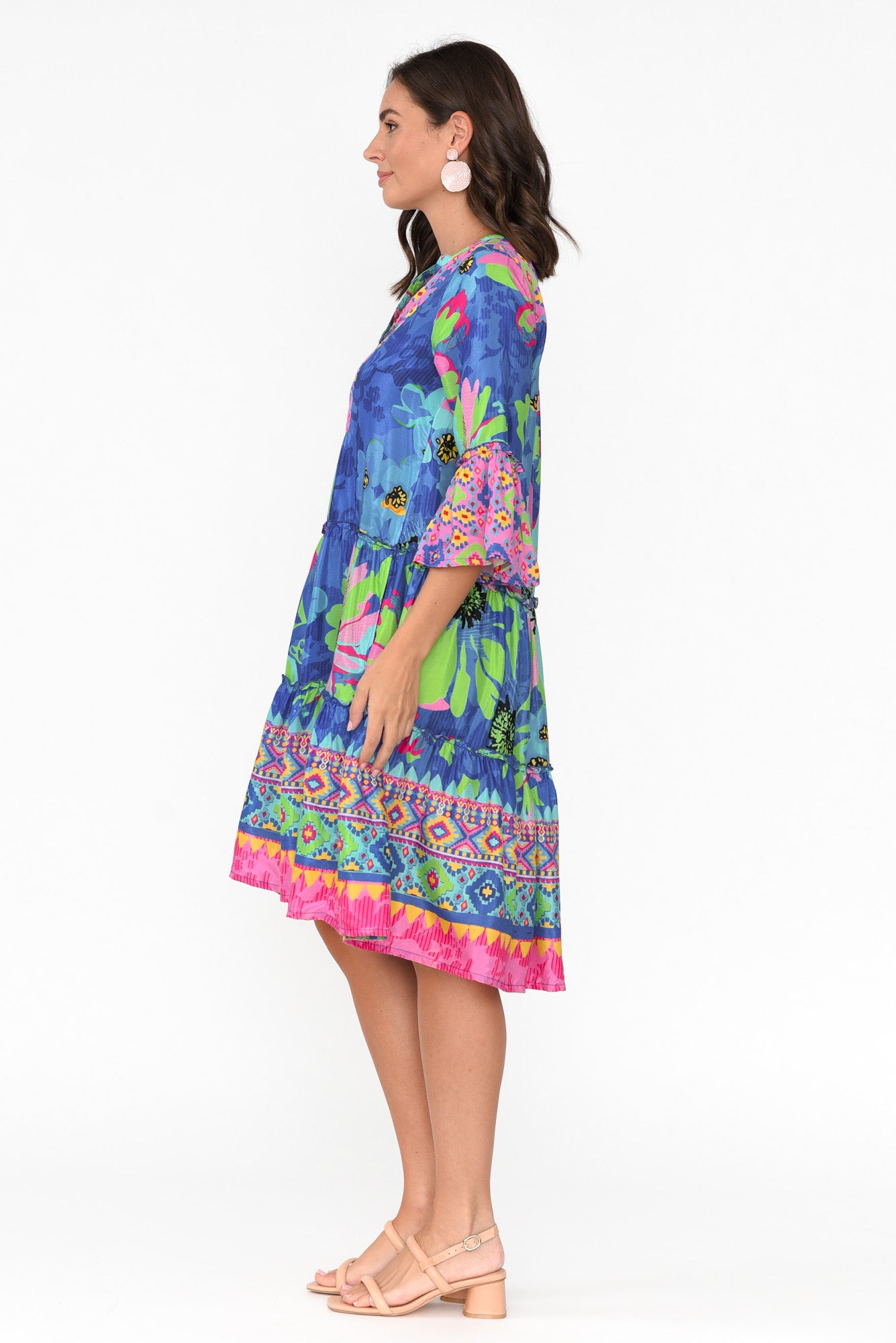 Isabelle Blue Blossom Tiered Dress