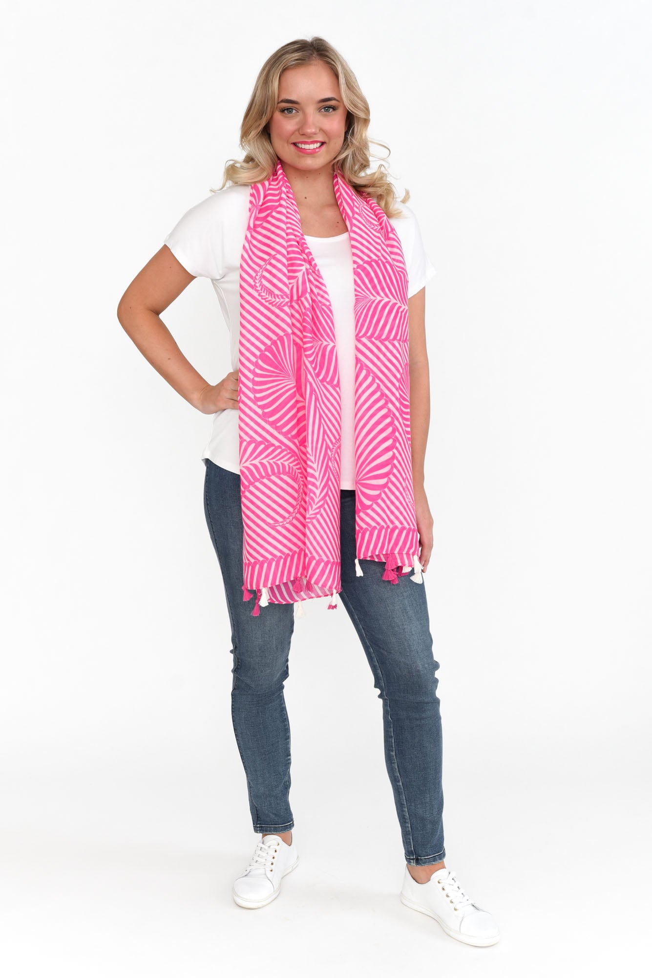 Alize Pink Geometric Scarf