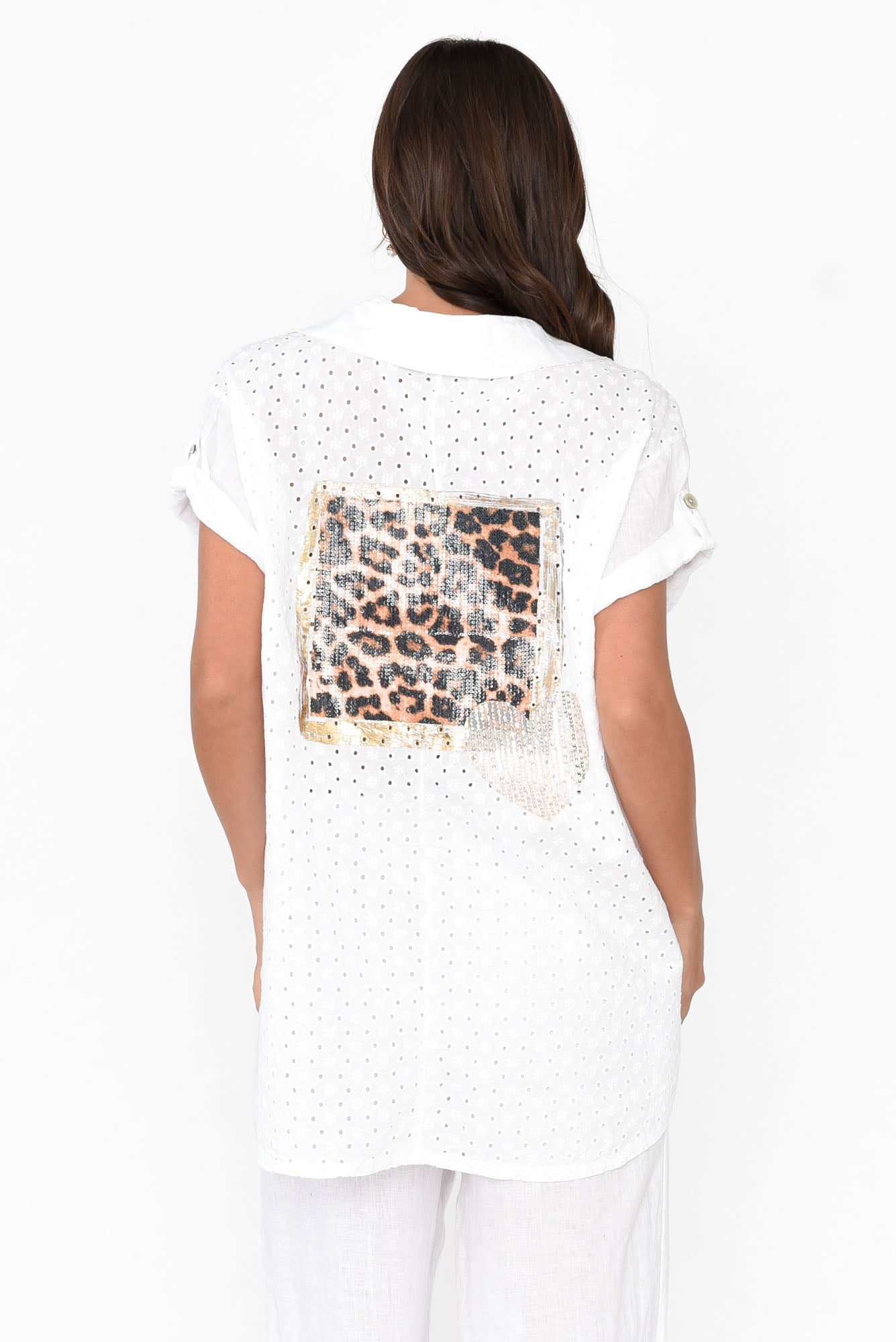 Nalda White Leopard Linen Shirt