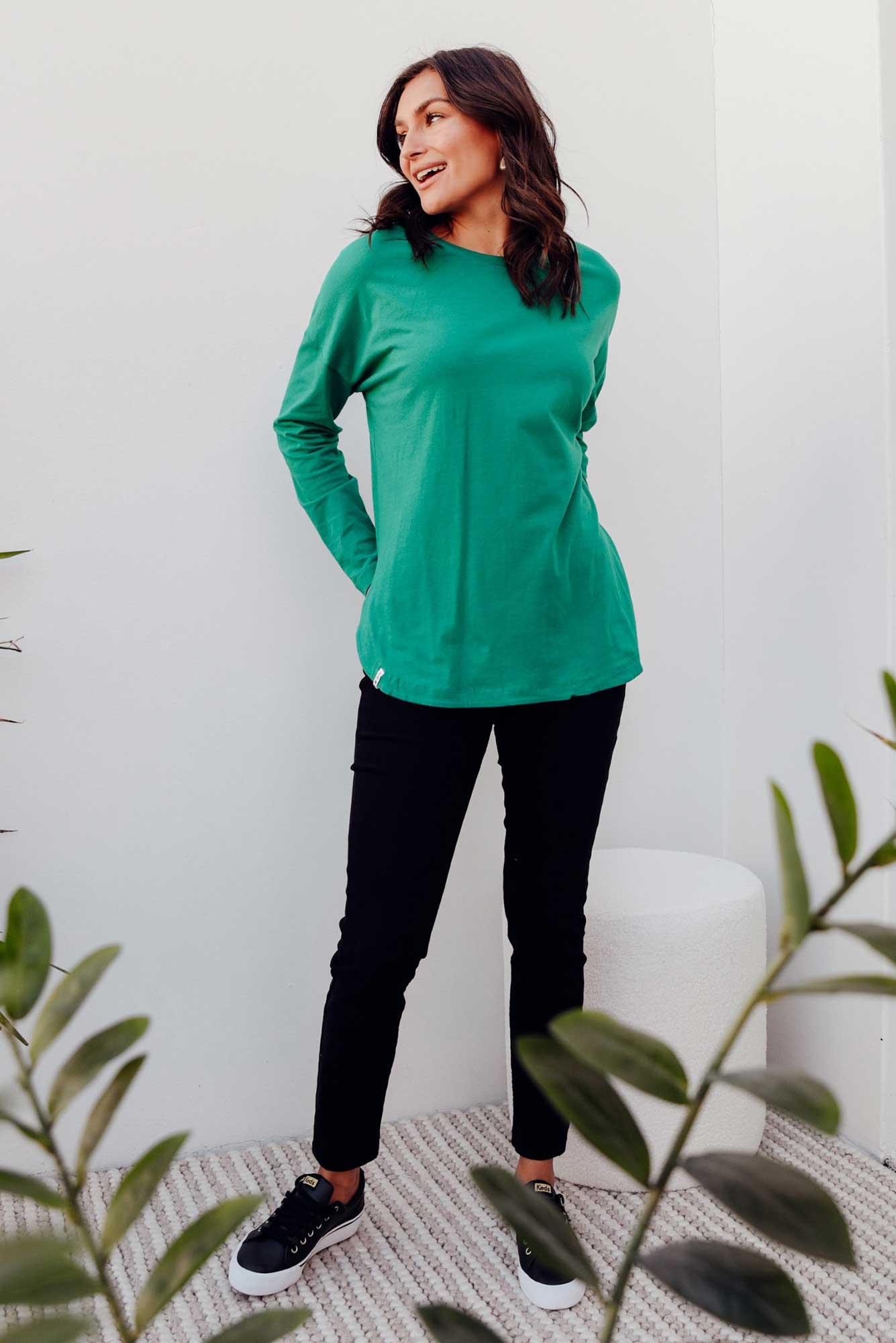 Society Teal Cotton Long Sleeve Tee