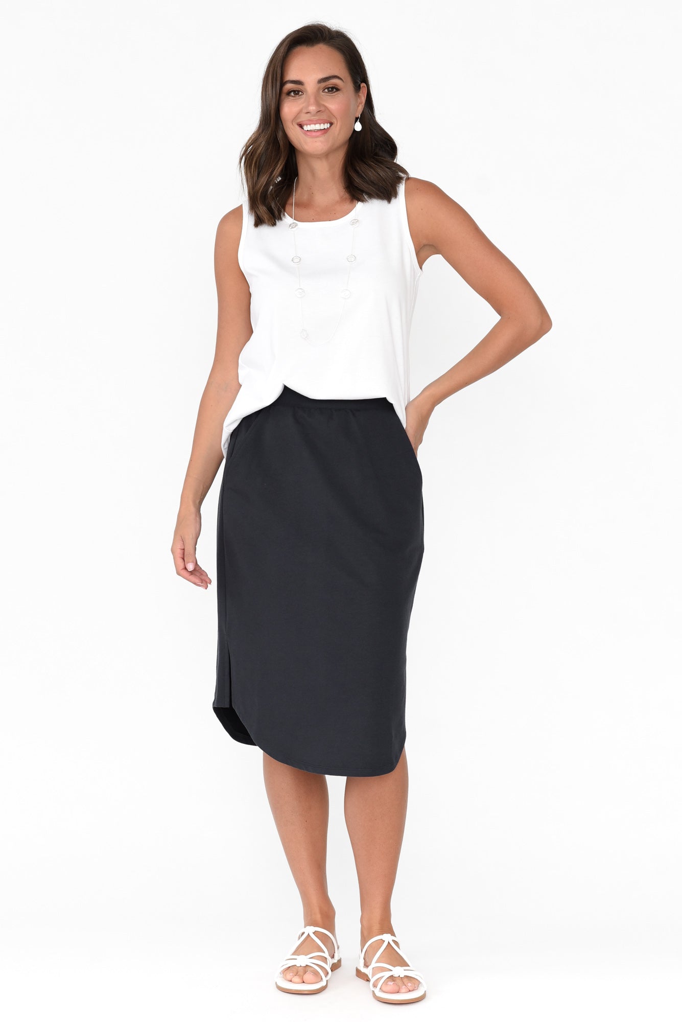 Evie Charcoal Cotton Blend Skirt