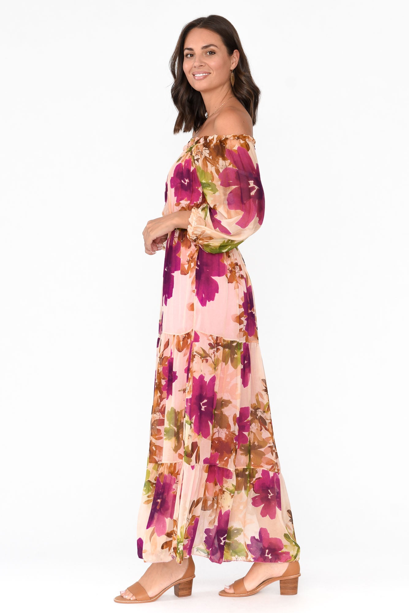 Giardino Pink Floral Silk Dress