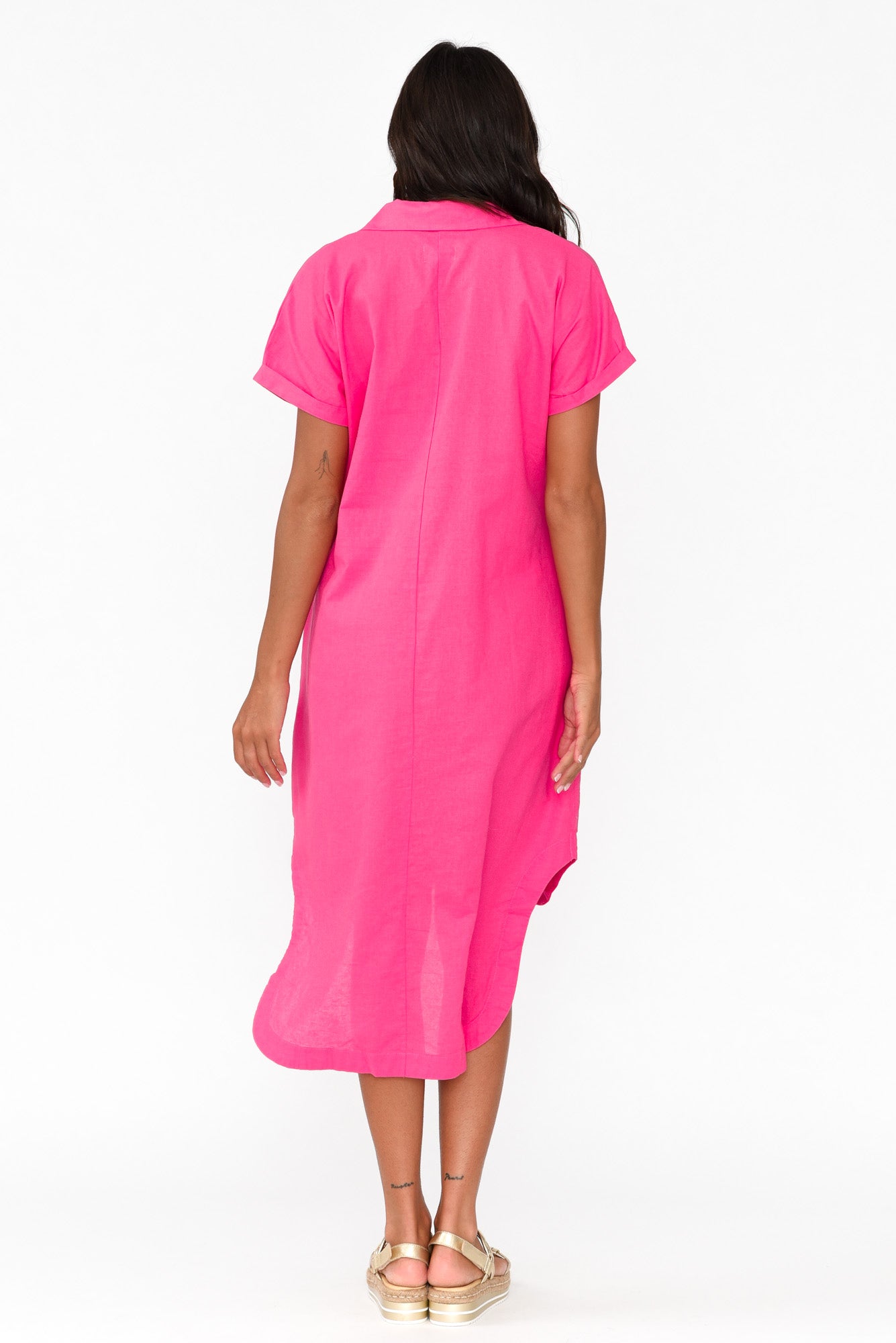 Mareli Hot Pink Linen Blend Dress