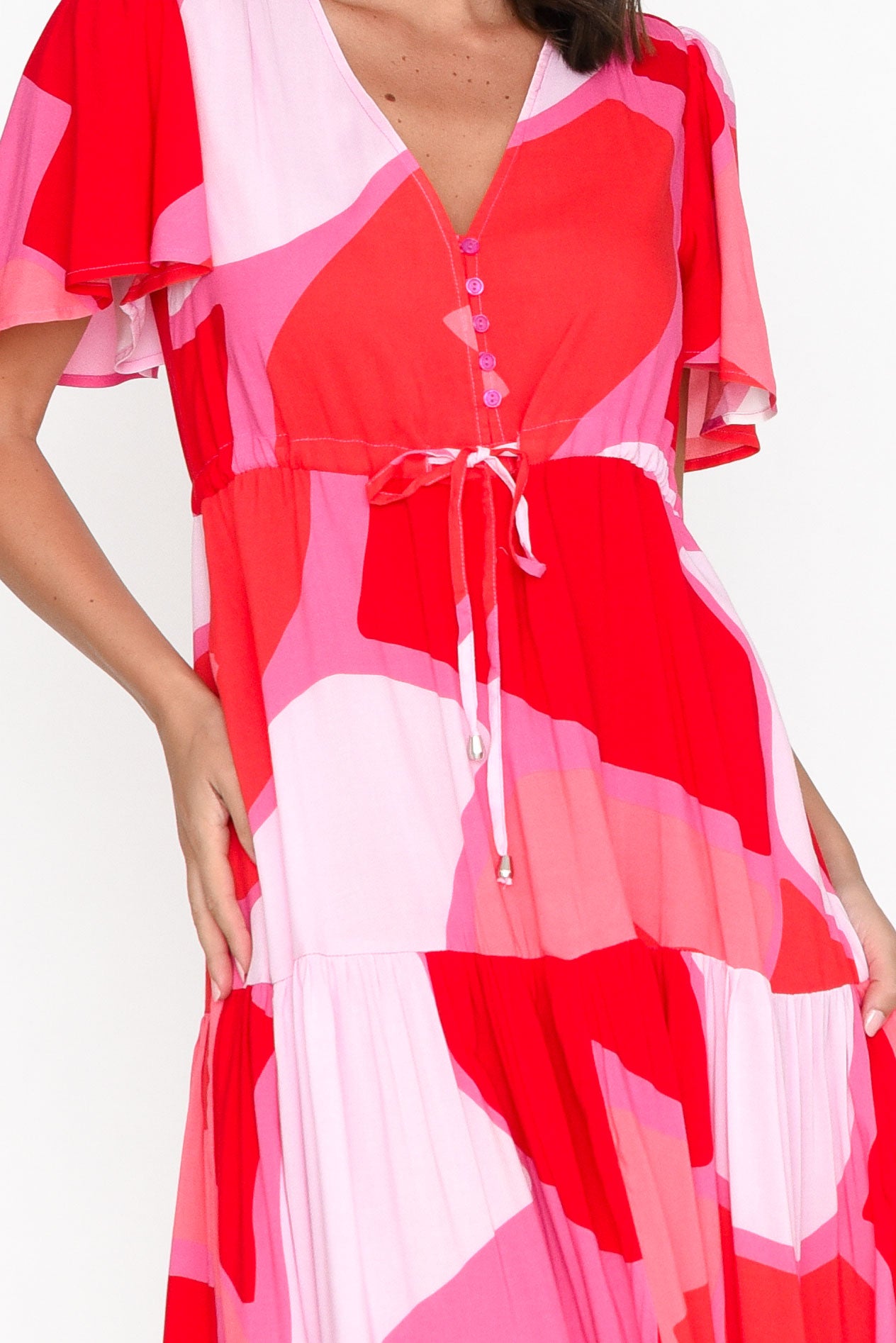 Cooper Red Abstract Tier Dress