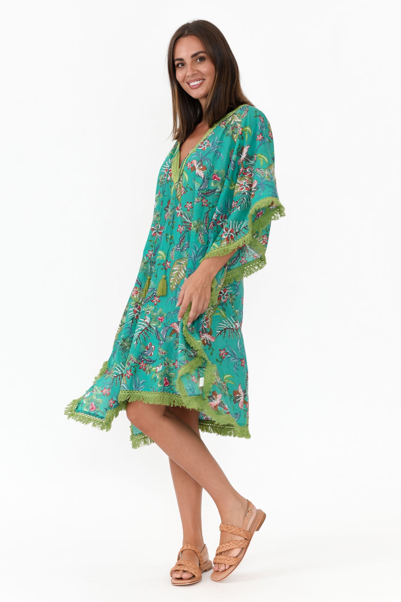 Bedarra Green Garden Cotton Kaftan