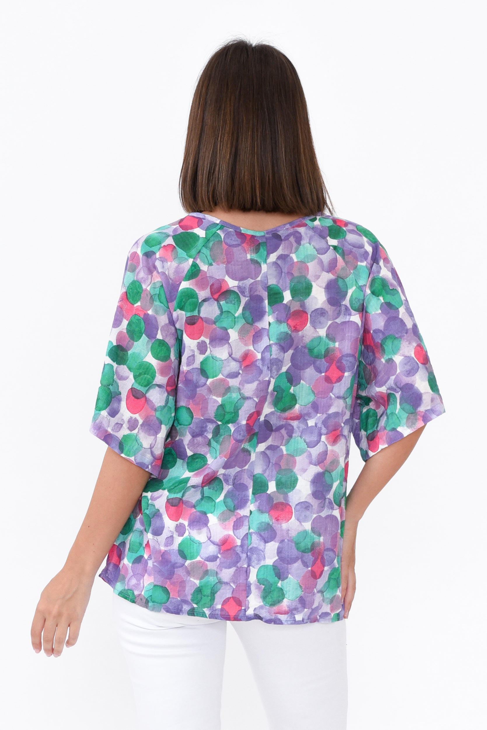 Brynn Purple Spot Cotton Blend Top