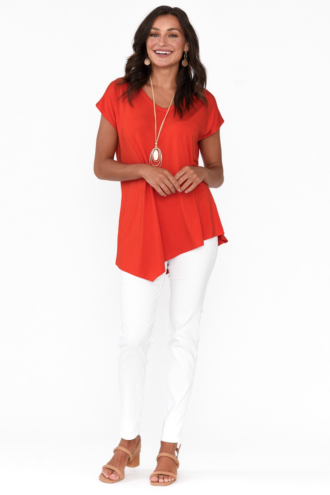 Holiday Red Asymmetrical Bamboo Tee