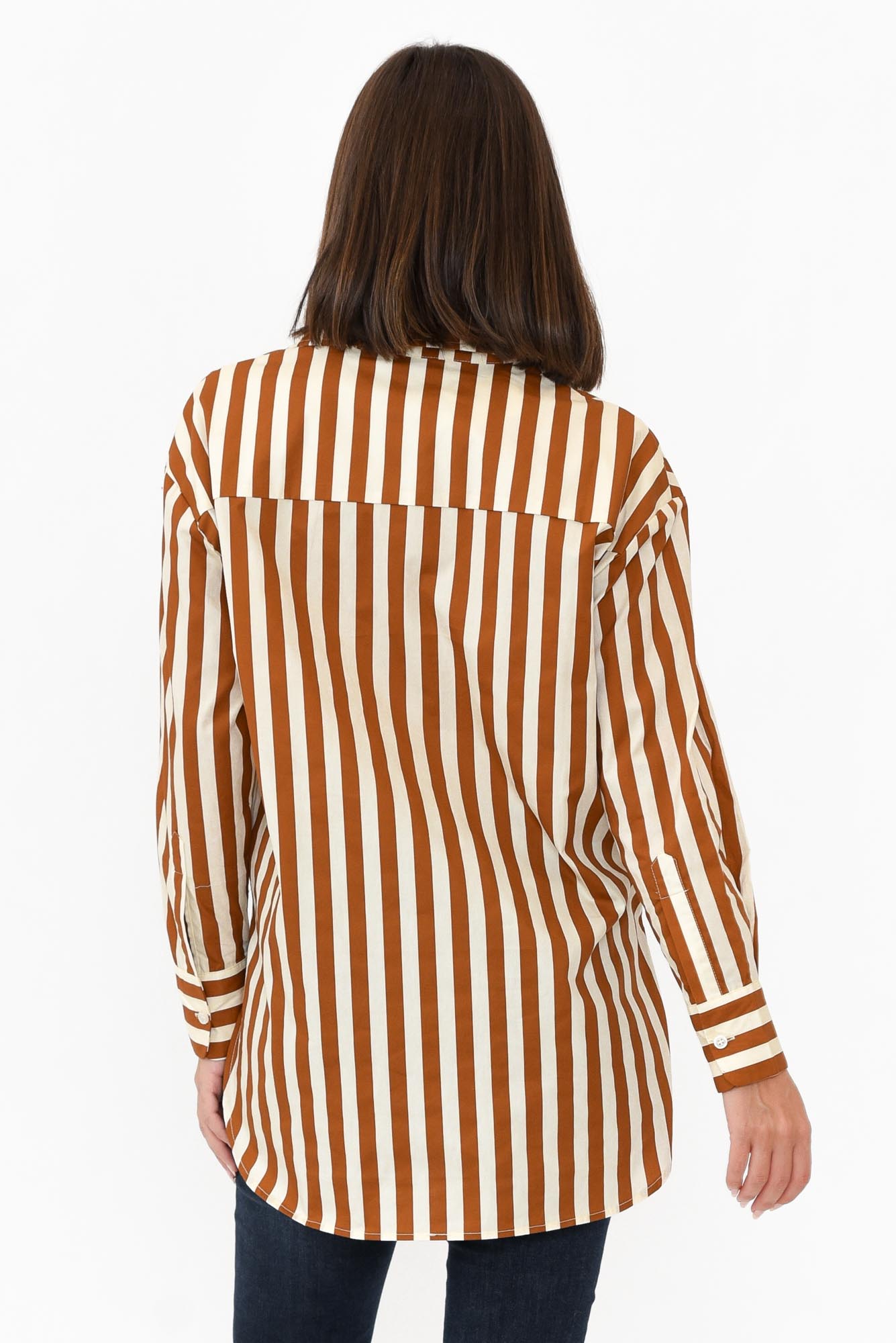 Presley Rust Stripe Cotton Poplin Shirt