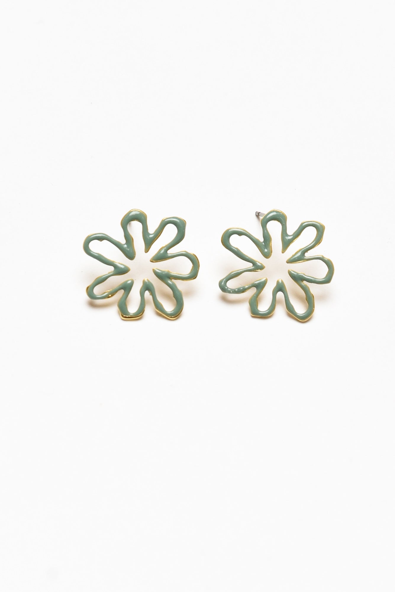 Camille Green Floral Stud Earring