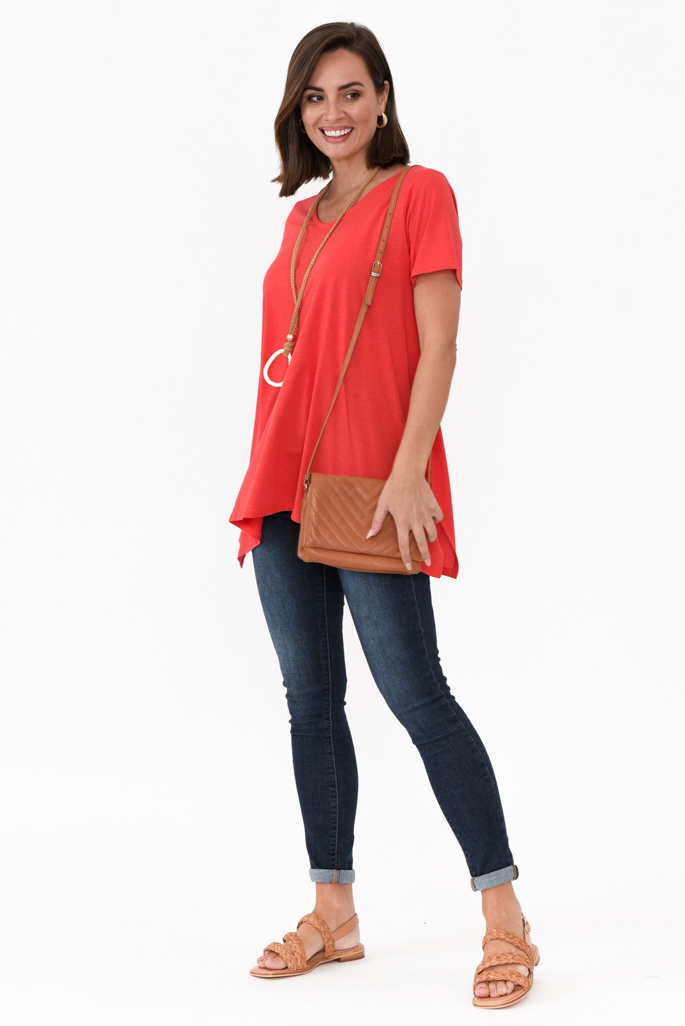 Marcy Red Drape Cotton Top
