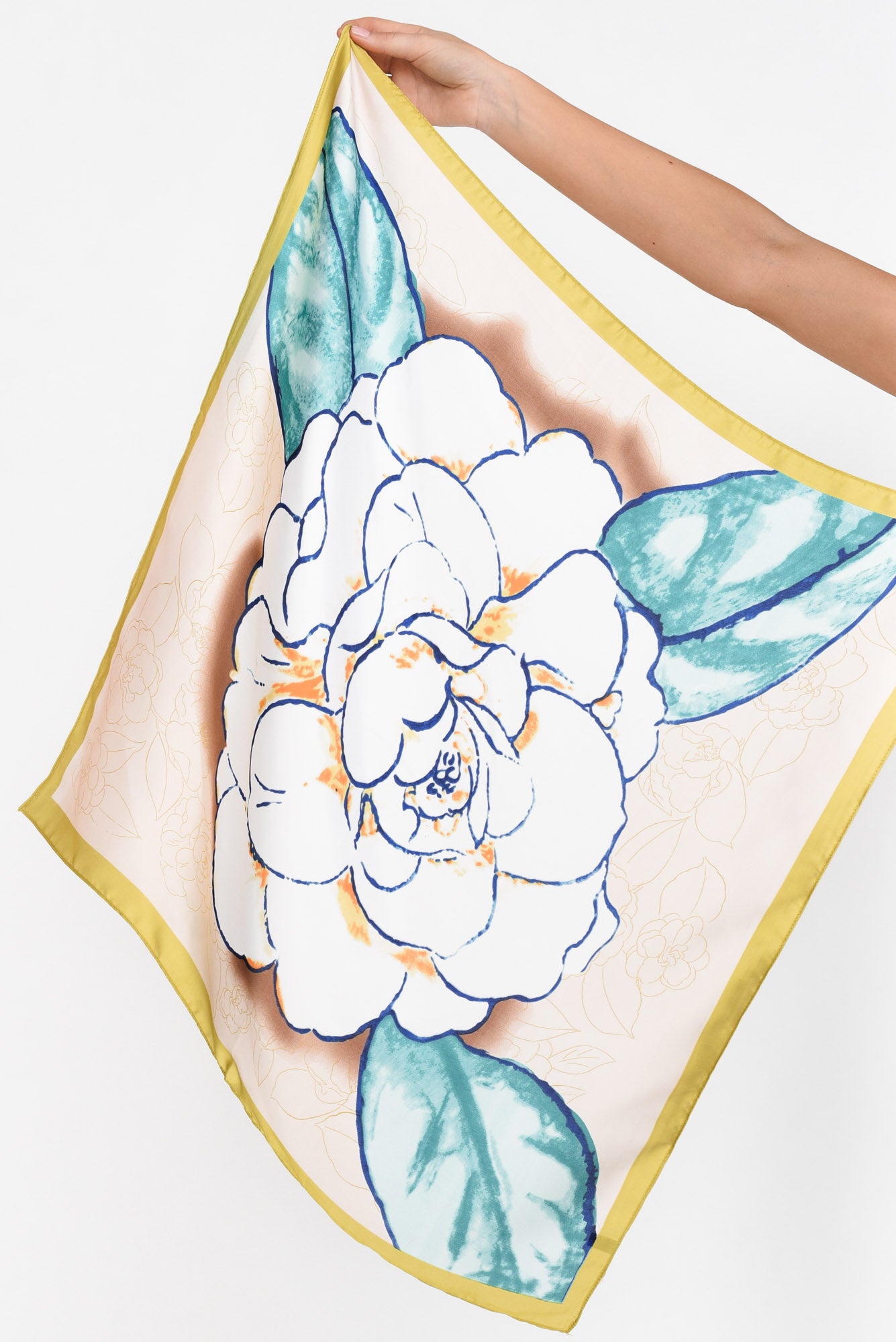 Bess Chartreuse Satin Square Scarf