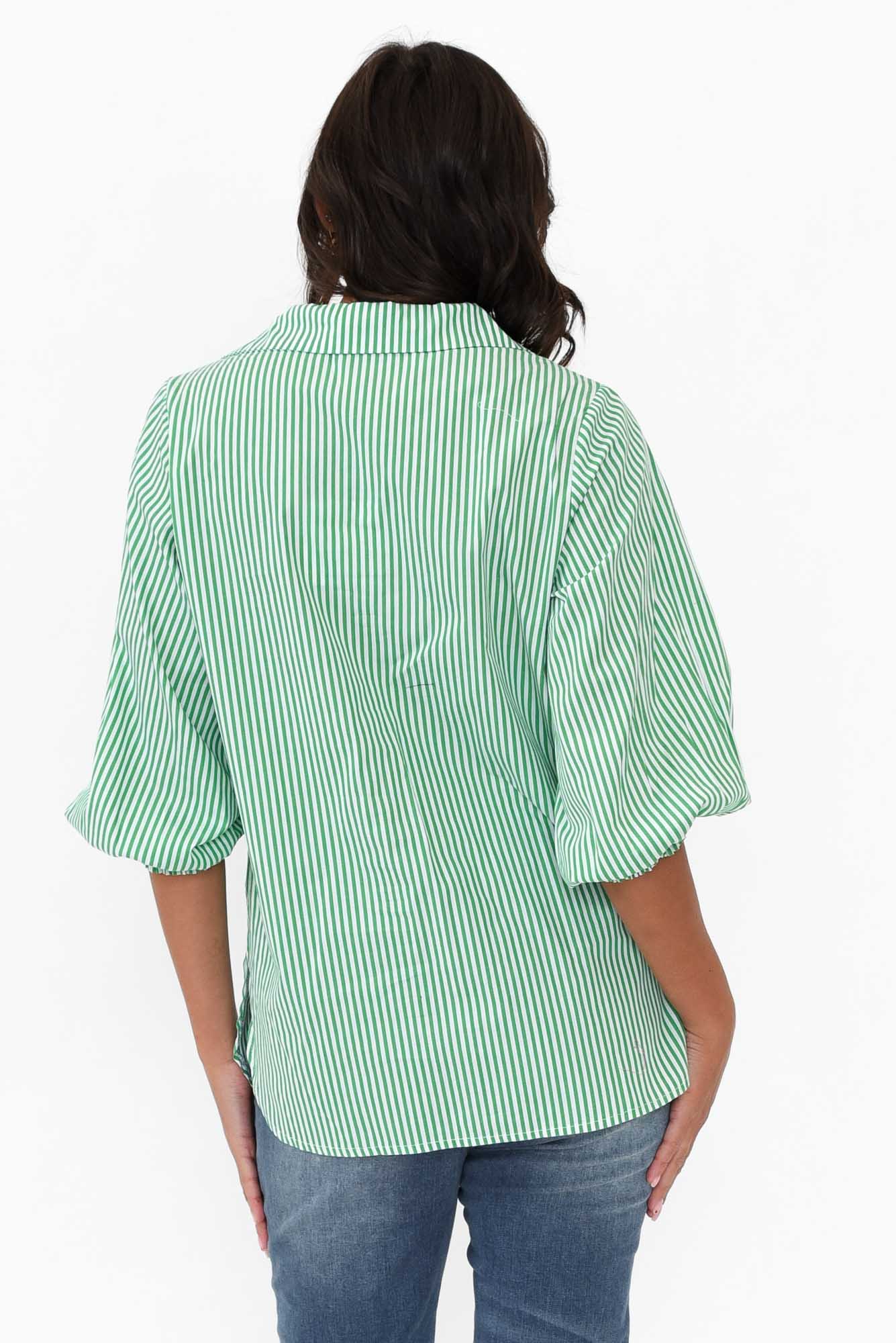 Troy Green Stripe Cotton Shirt