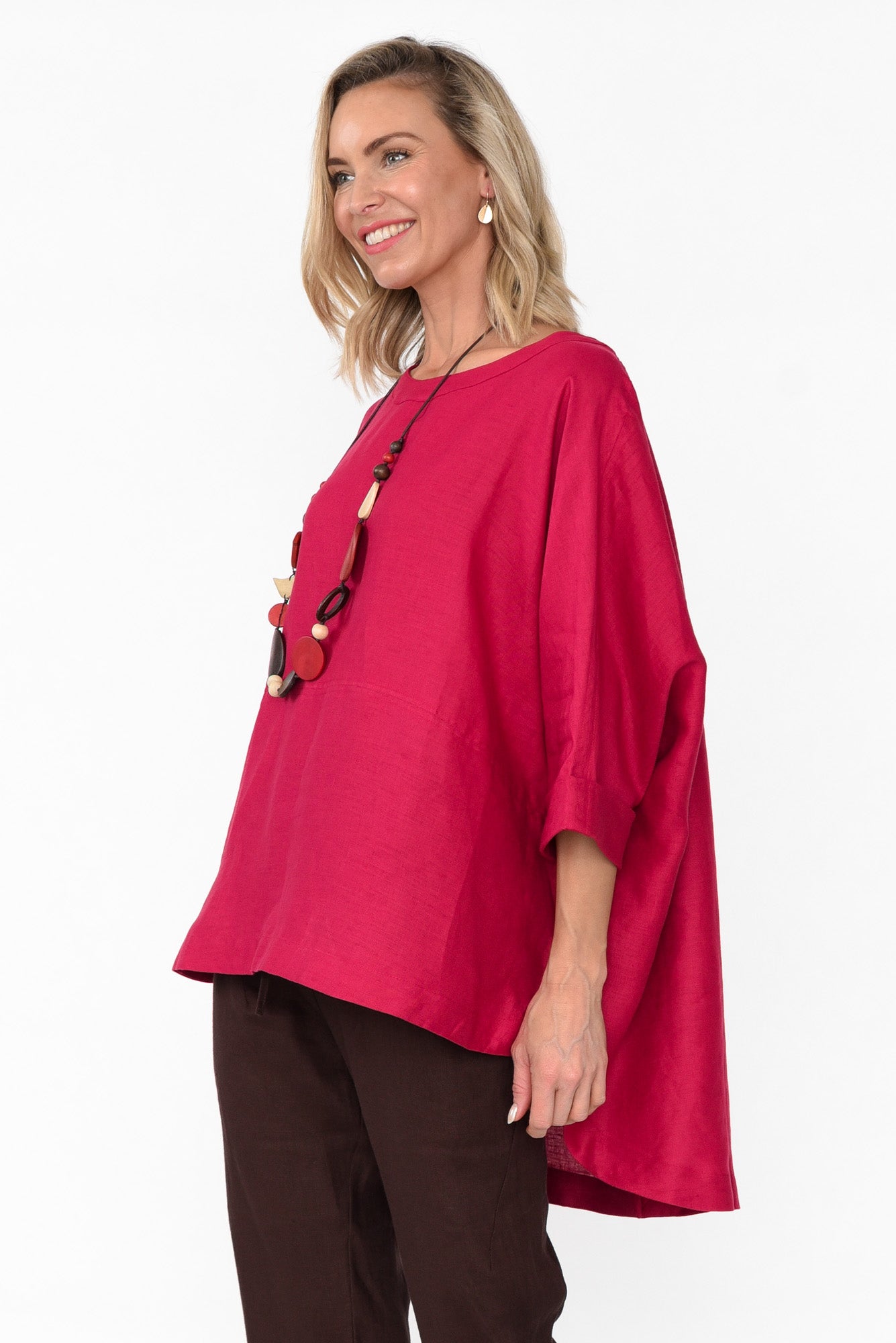 Holden Red Linen Pleat Top