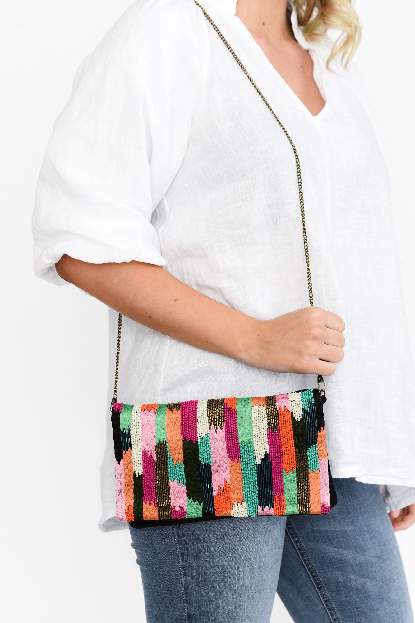 Rafe Multi Cotton Beaded Clutch
