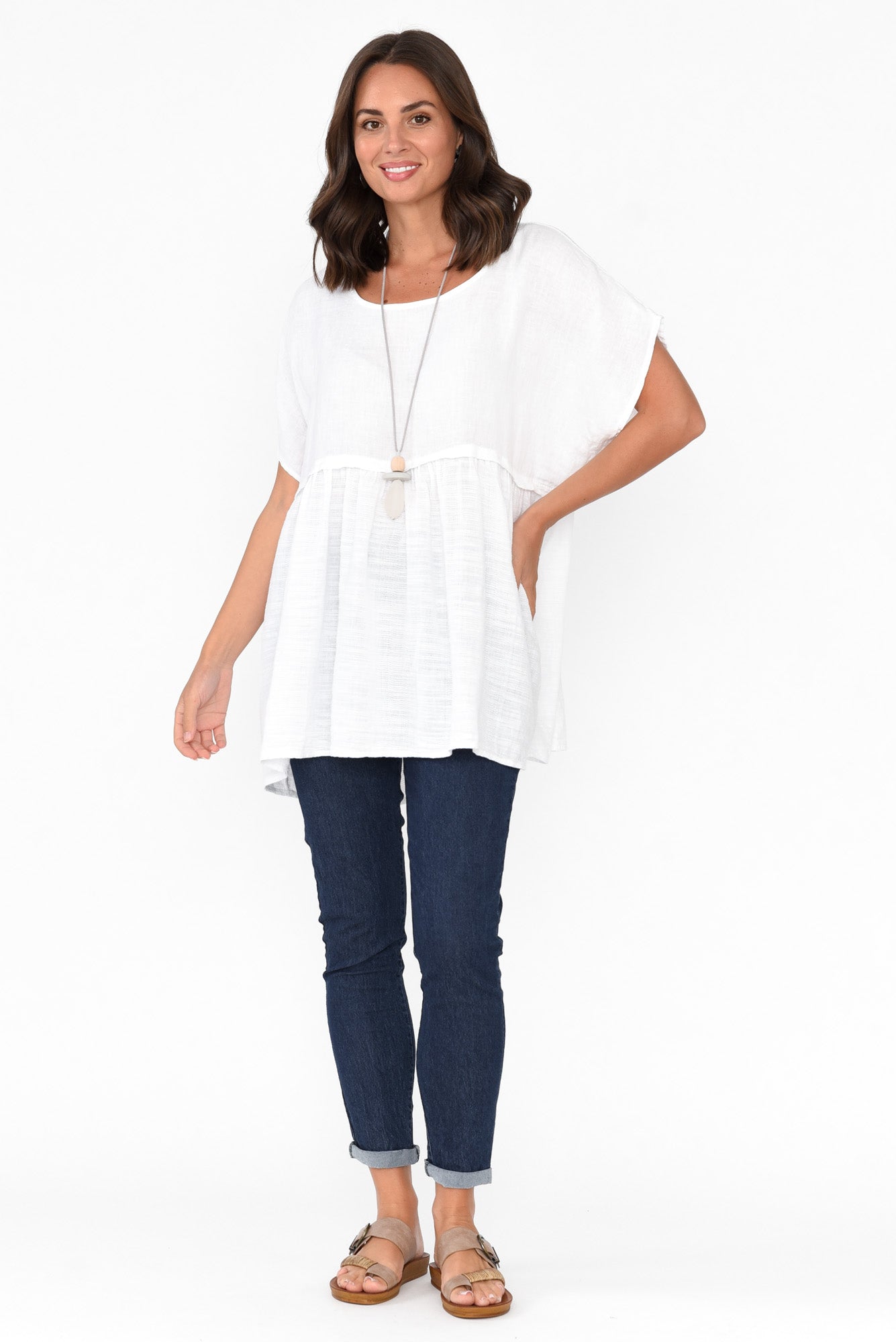 Sabre White Linen Top