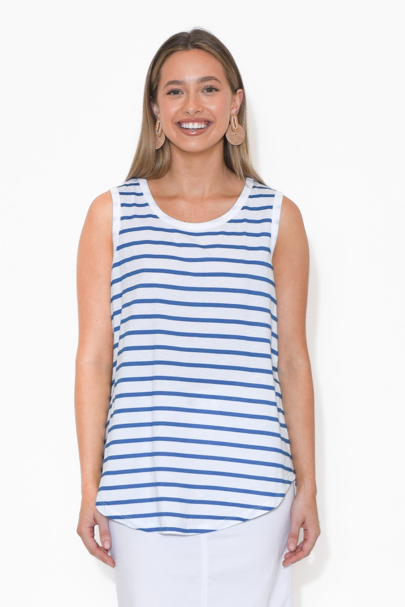 Keira Blue Stripe Cotton Tank