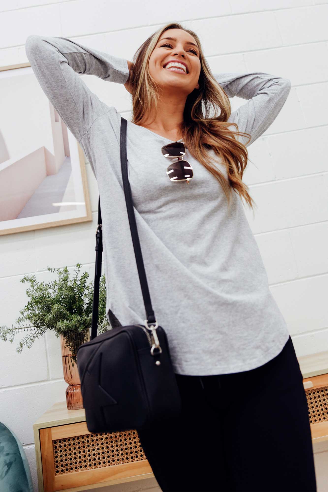 Archer Grey Cotton Long Sleeve Top