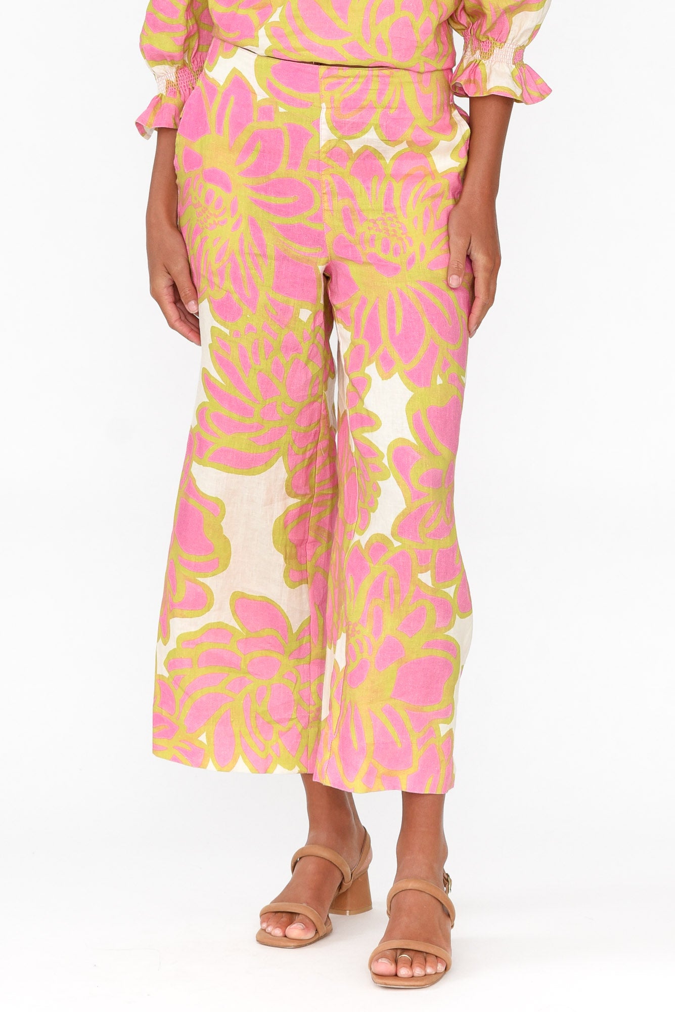 Adina Pink Lotus Linen Pant