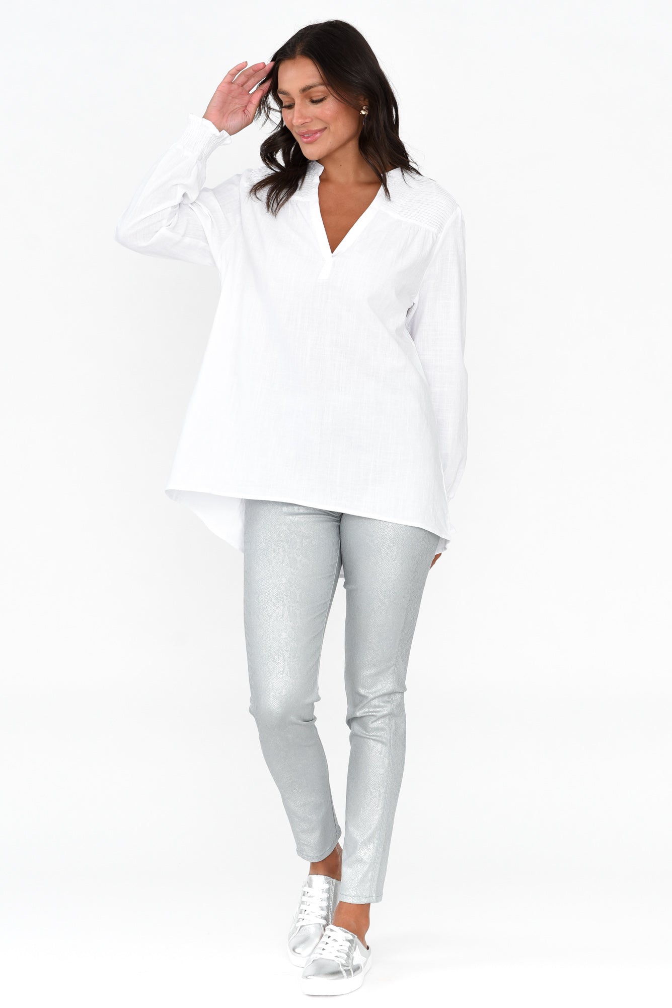 Bonita Silver Animal Foil Stretch Pant
