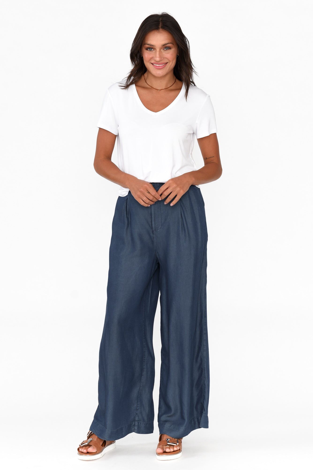 Pia Blue Denim Palazzo Pant