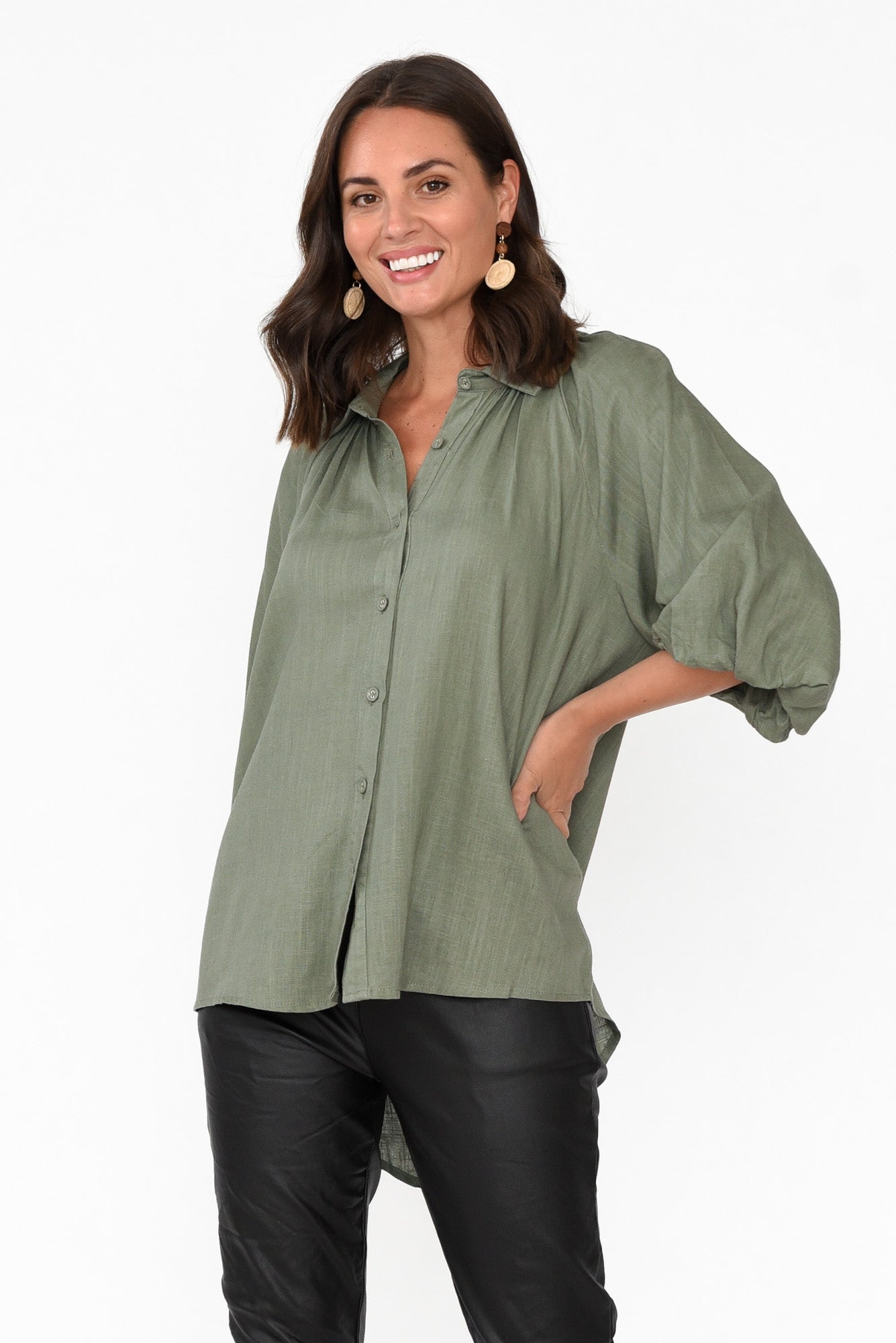Amirah Khaki Button Up Shirt
