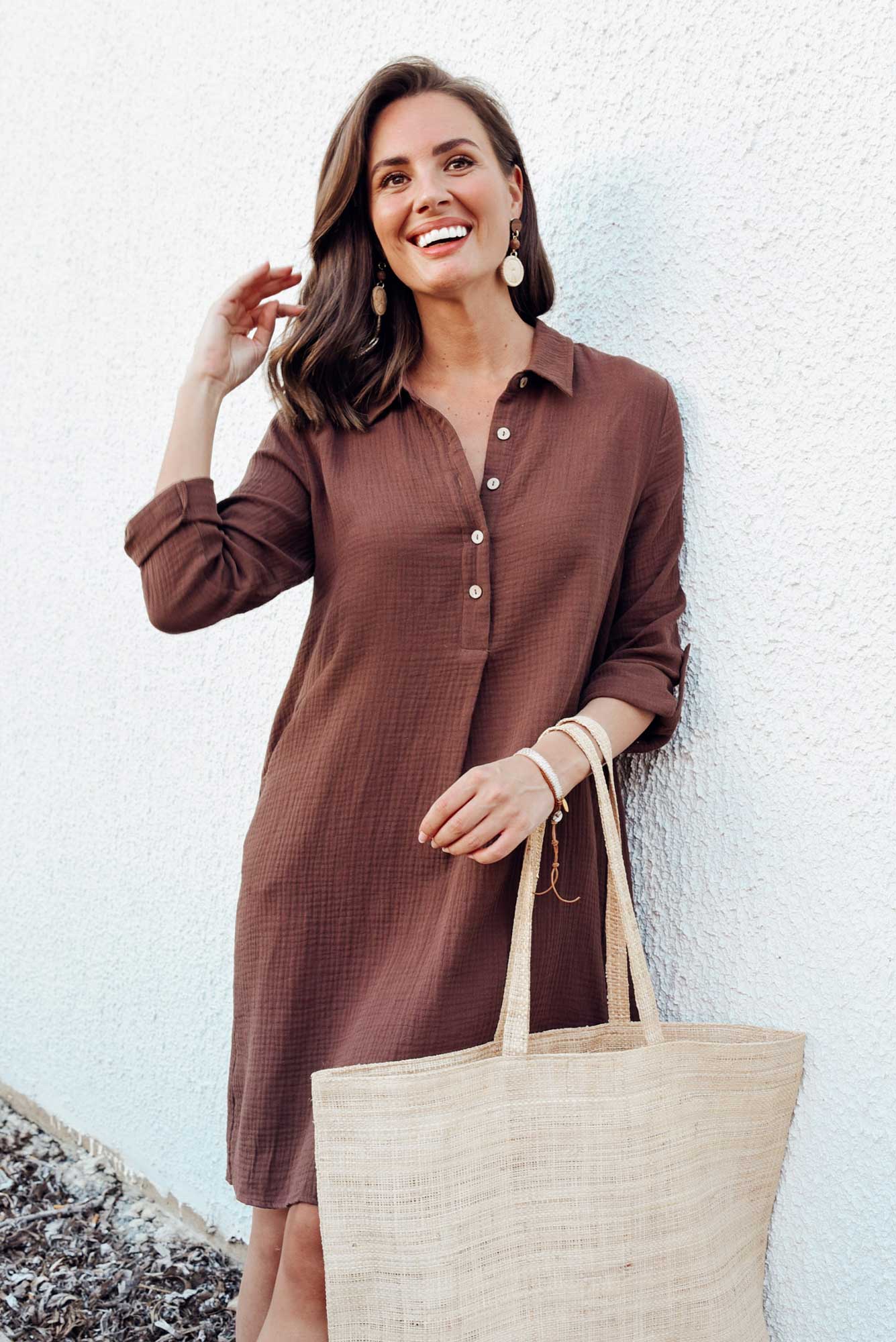 Byron Chocolate Cotton Shirt Dress