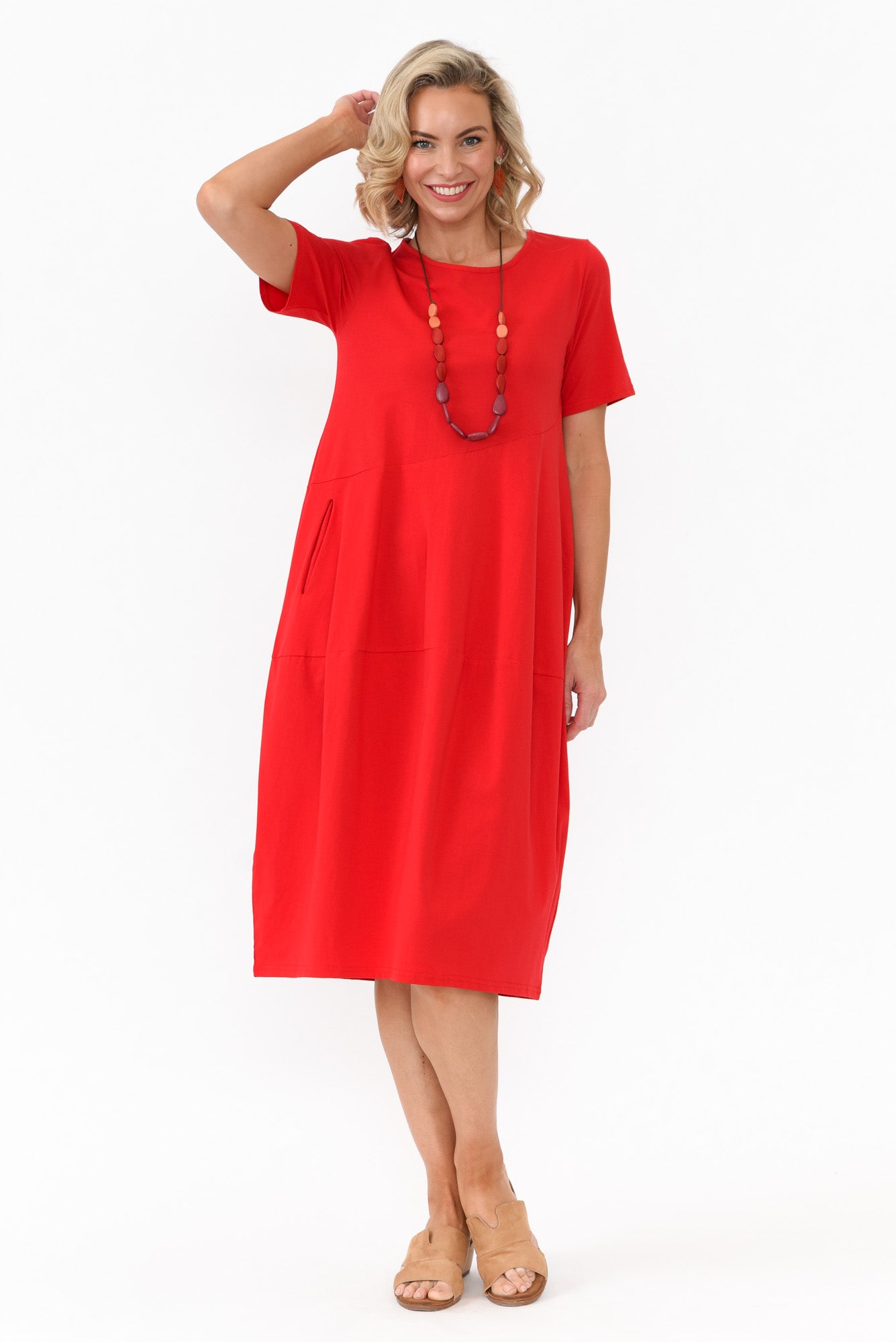Morgan Red Diagonal Seam Dress