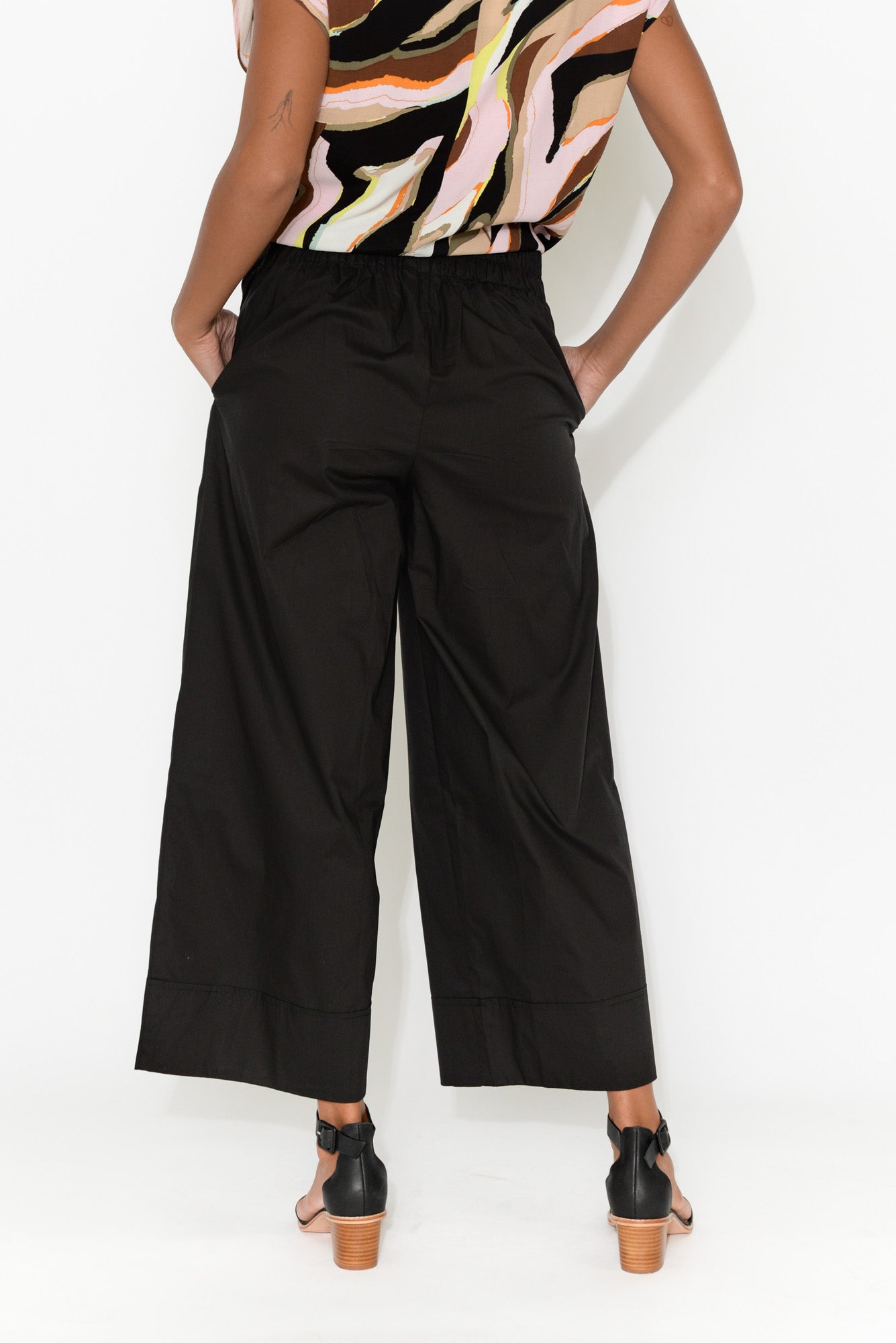 Bradie Black Cotton Wide Leg Pant