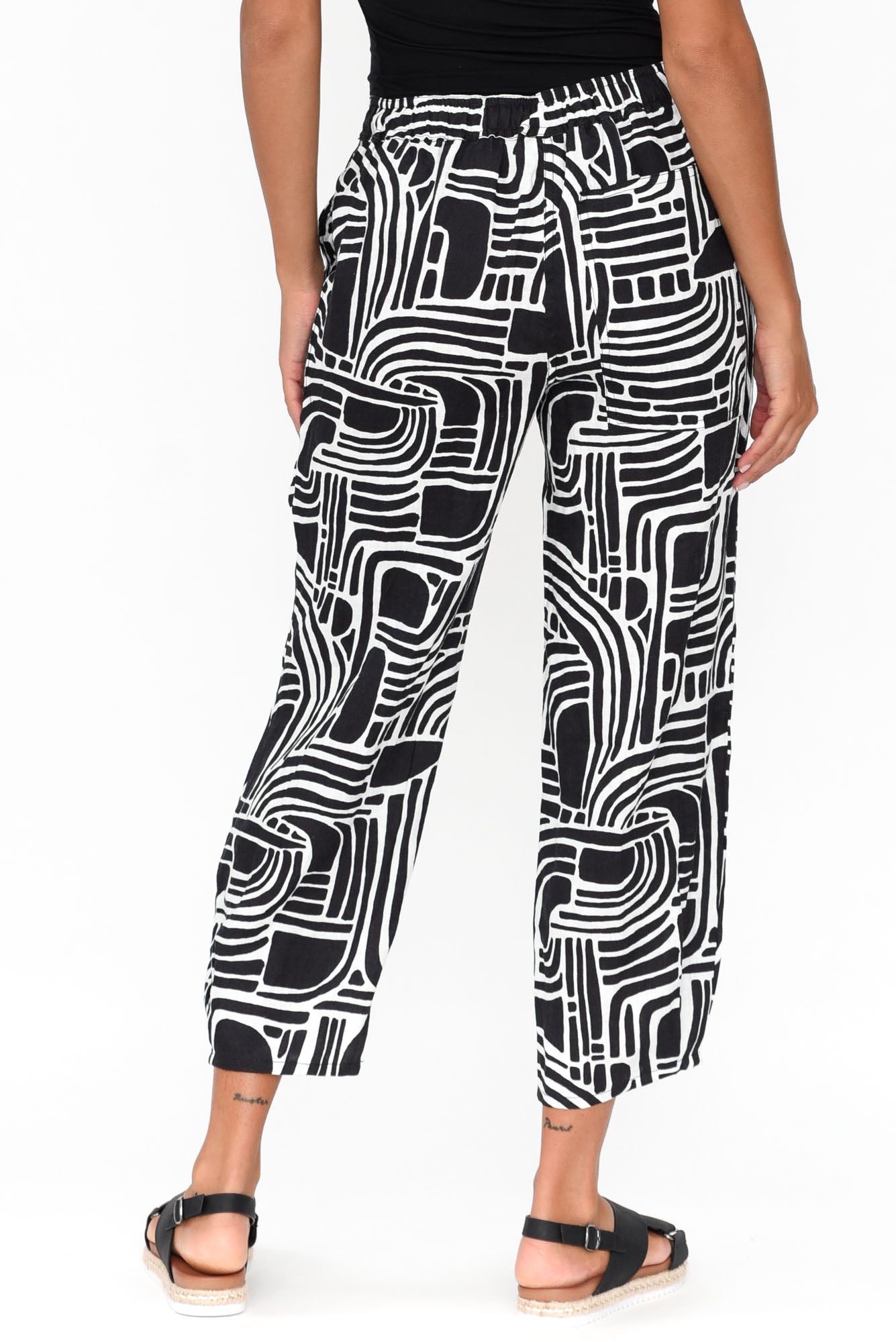 Callie Black Geo Linen Pant