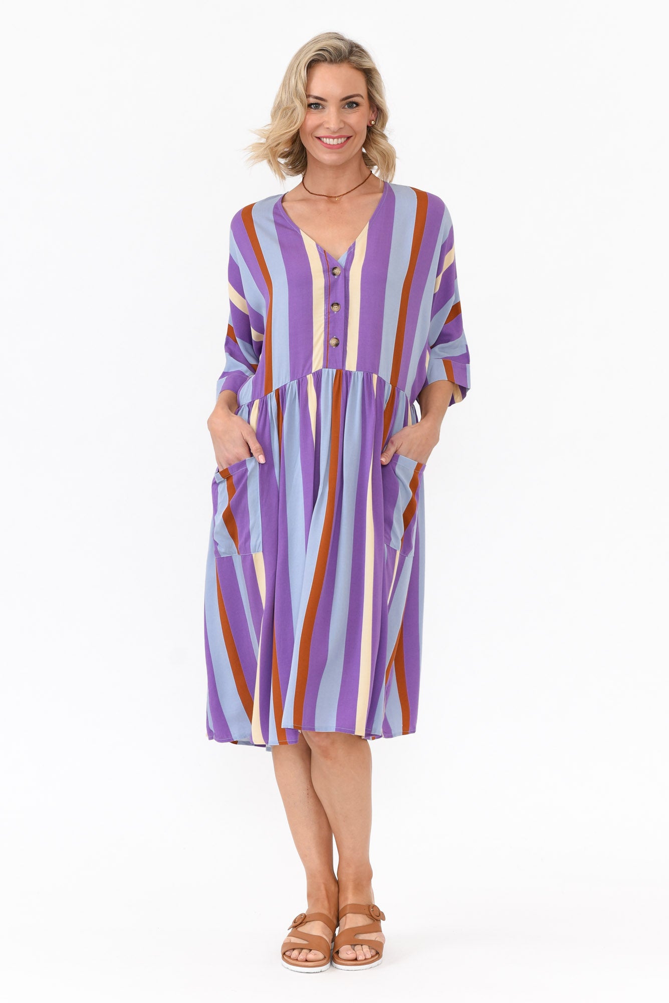 Electra Purple Stripe Pocket Dress