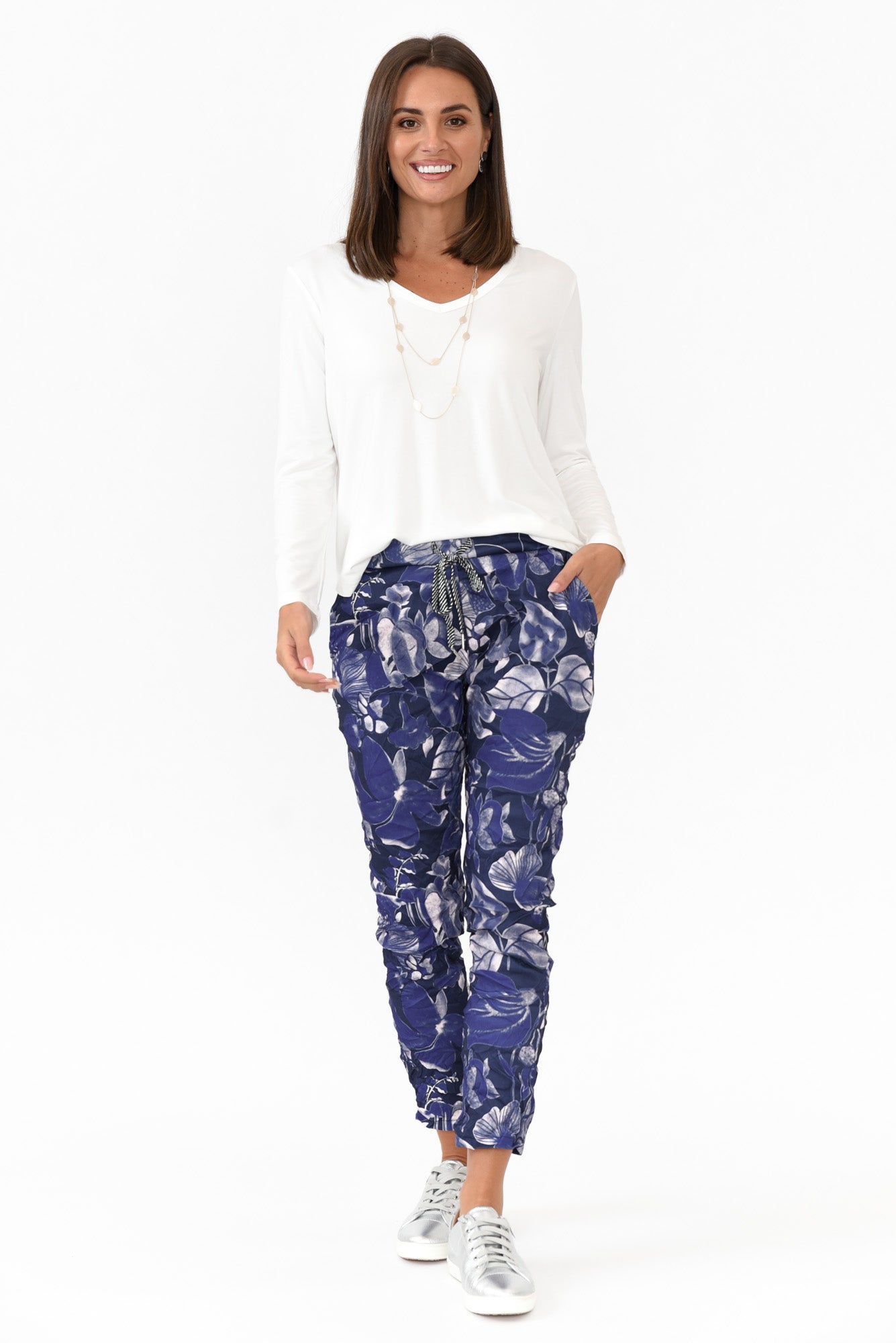 Russo Blue Floral Drawstring Pant