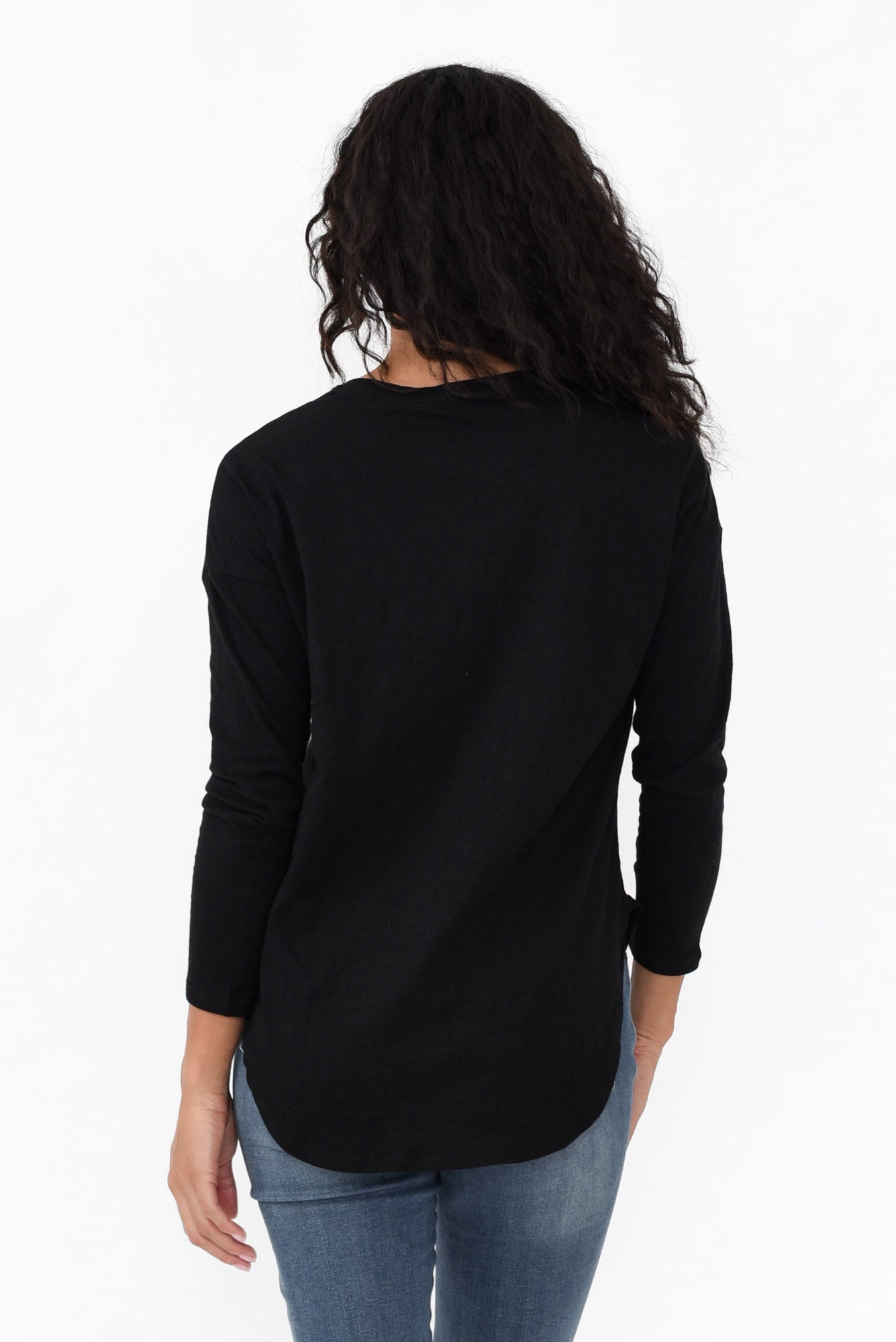 Jessie Black Cotton Hi Lo Top